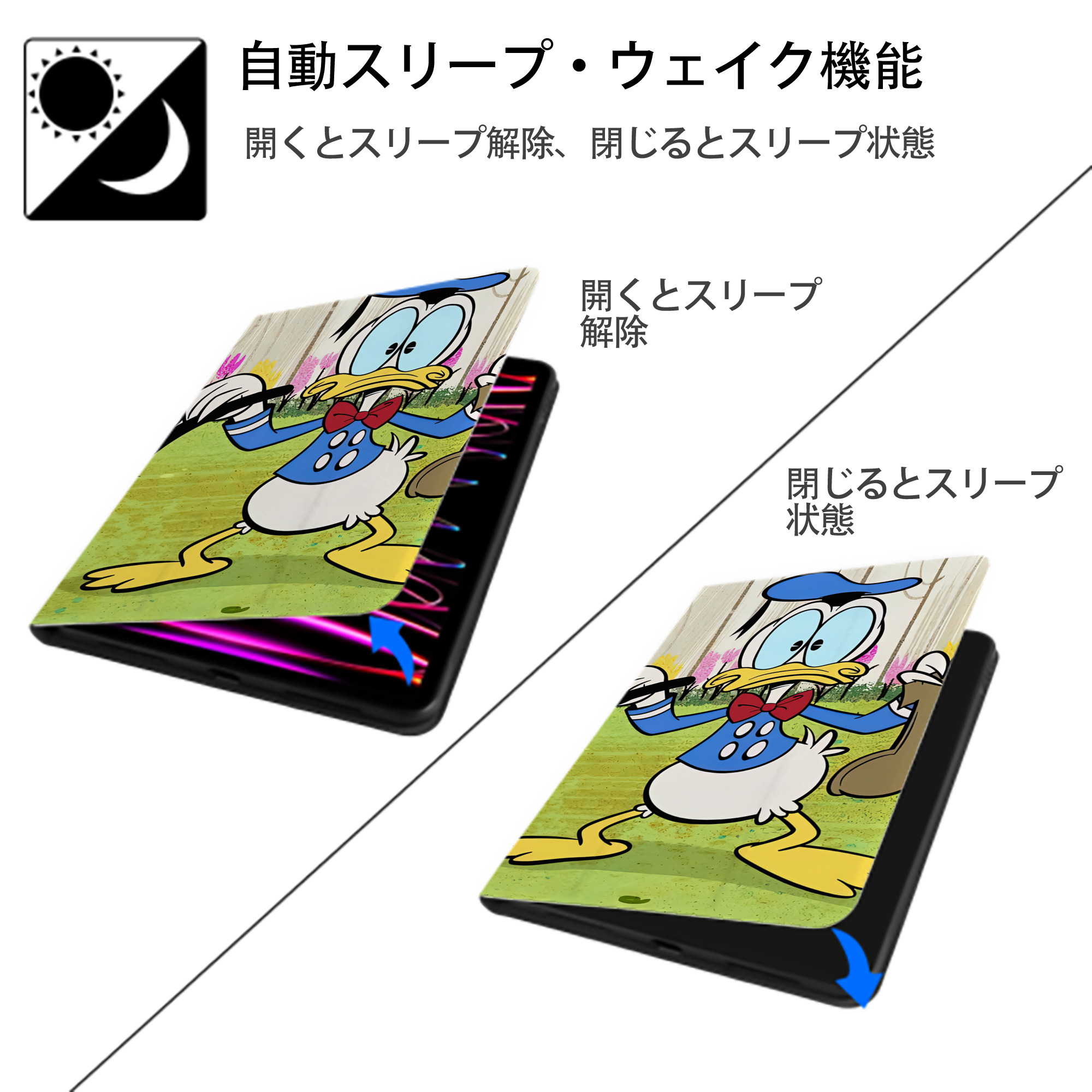 ミッキーマウス Mickey Mouse IPadケース ペンホルダー付き ブックスタイルデザイン