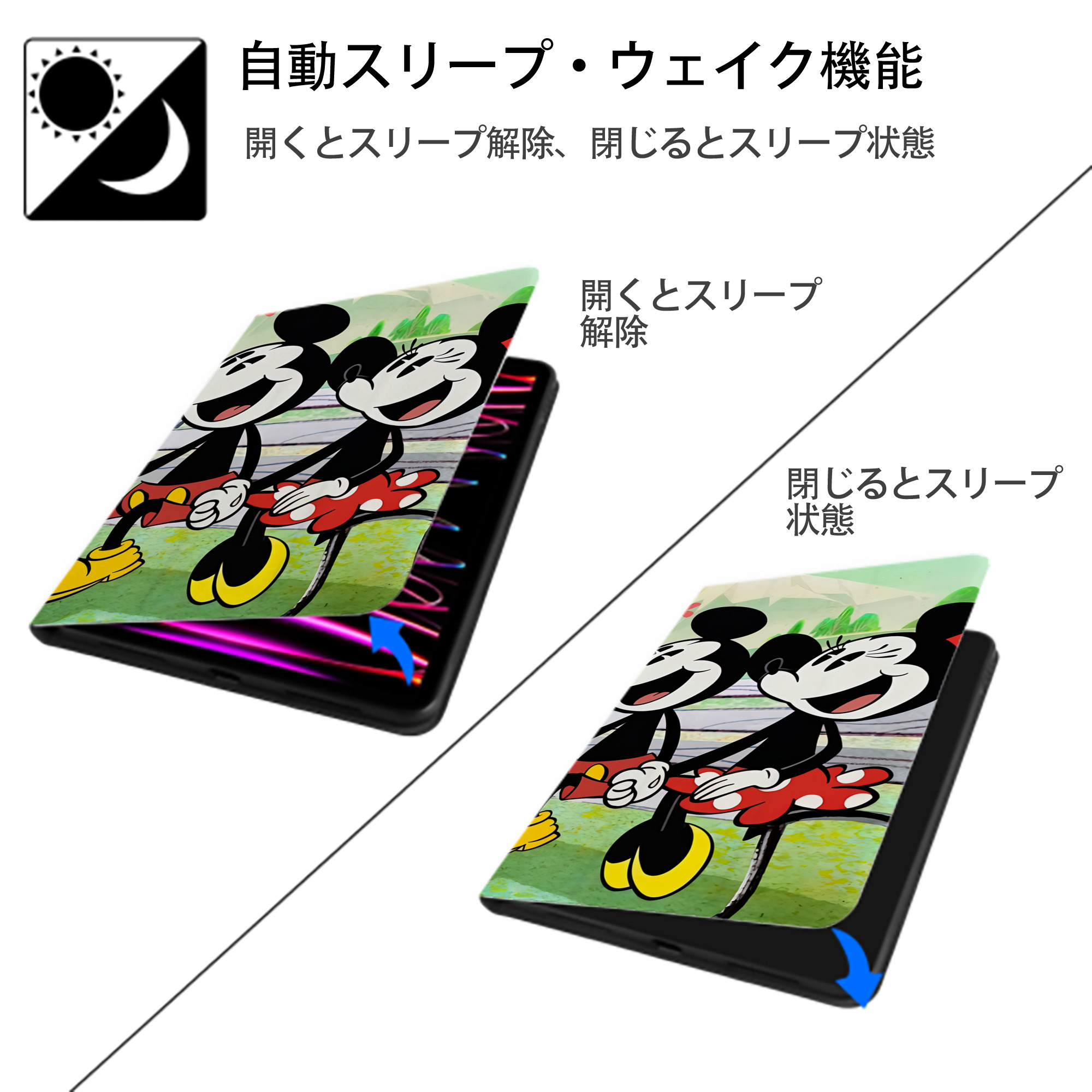 ミッキーマウス Mickey Mouse IPadケース ペンホルダー付き ブックスタイルデザイン