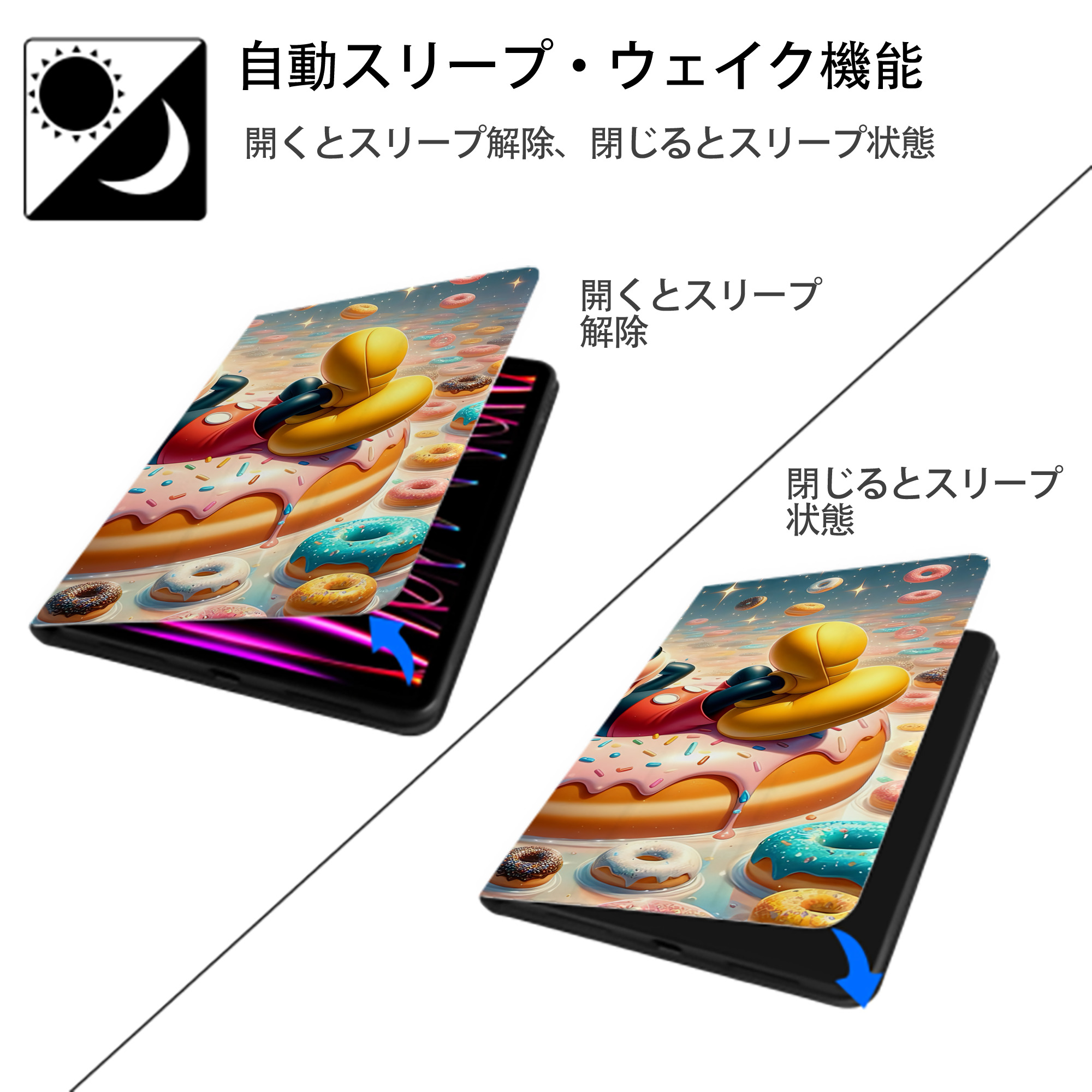 ミッキーマウス Mickey Mouse IPadケース ペンホルダー付き ブックスタイルデザイン