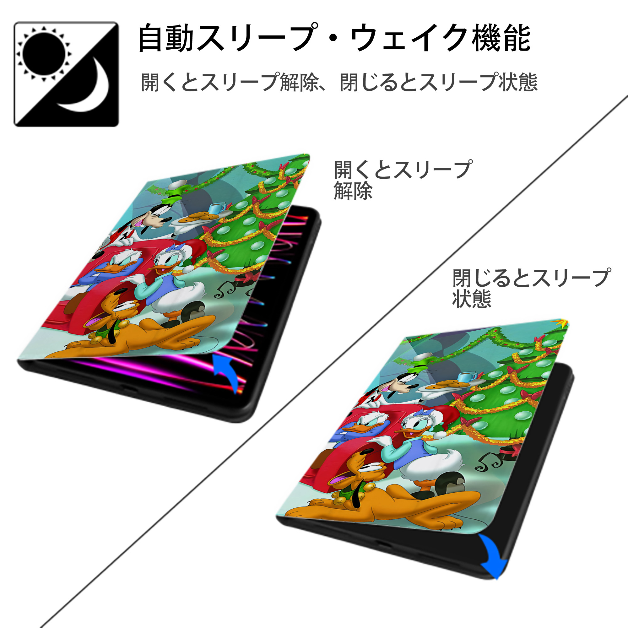 ミッキーマウス Mickey Mouse IPadケース ペンホルダー付き ブックスタイルデザイン