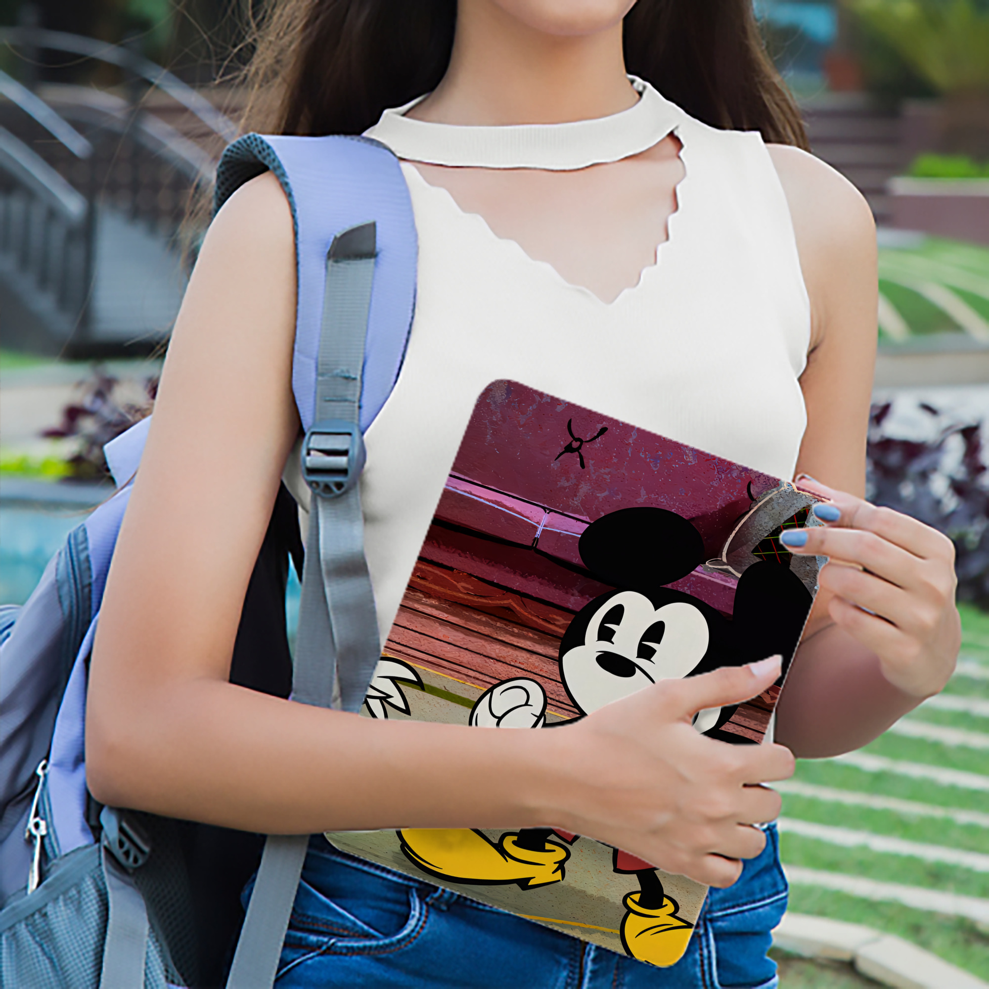ミッキーマウス Mickey Mouse IPadケース ペンホルダー付き ブックスタイルデザイン