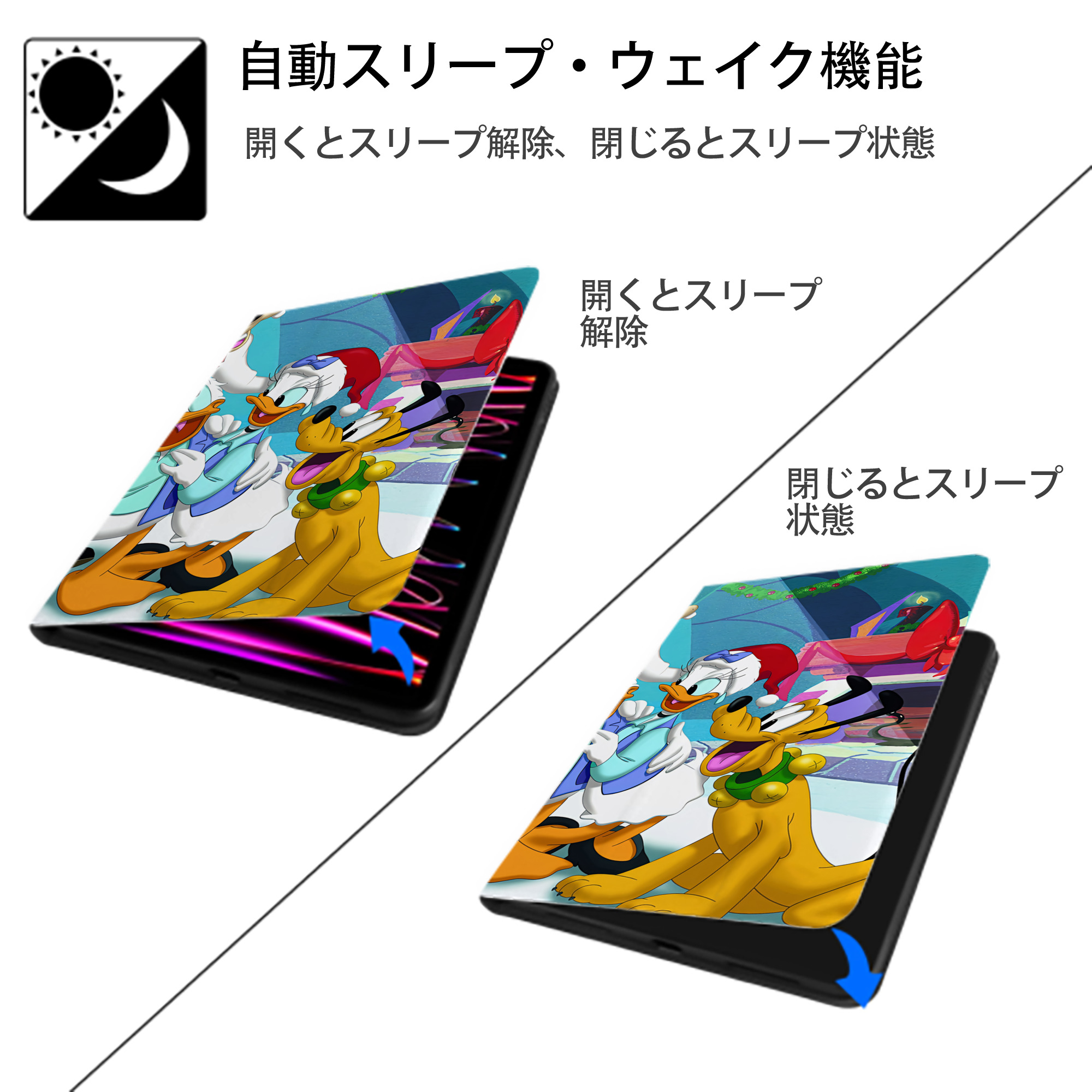 ミッキーマウス Mickey Mouse IPadケース ペンホルダー付き ブックスタイルデザイン