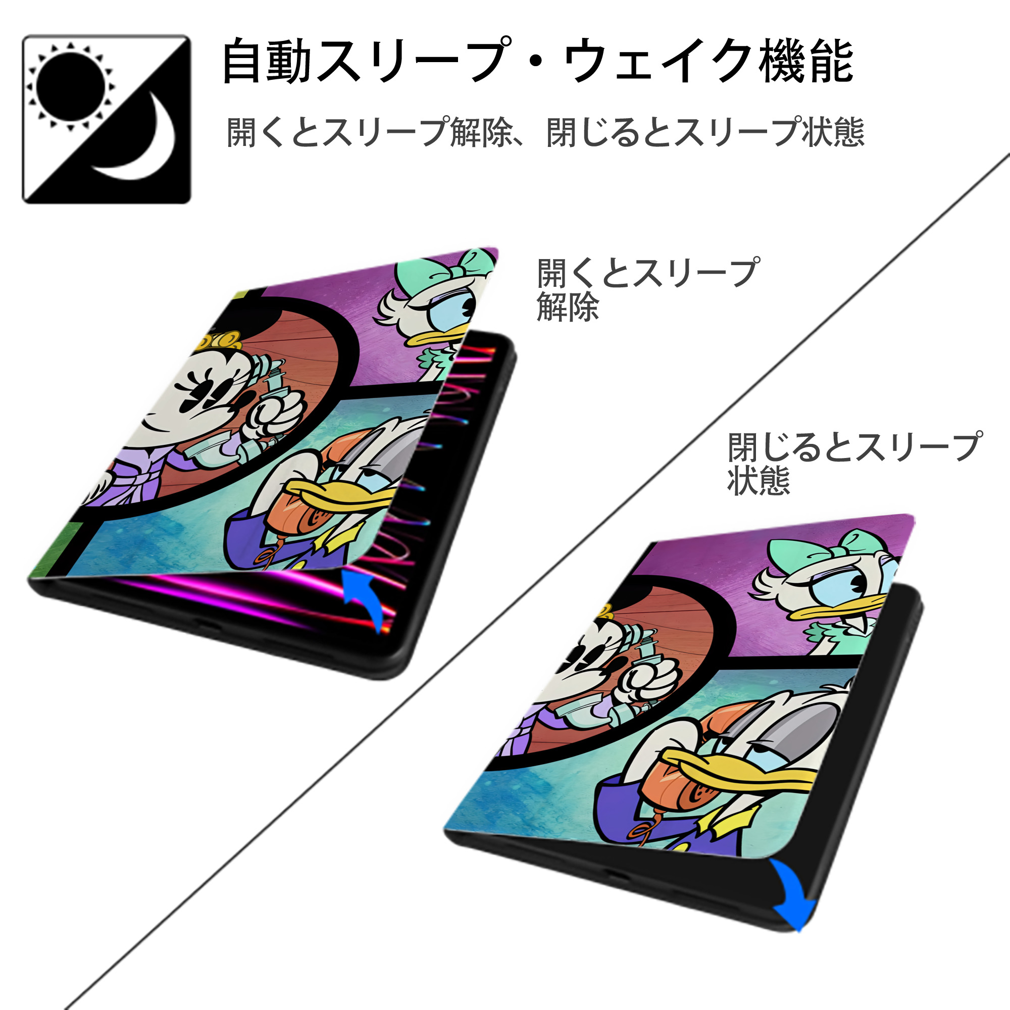 ミッキーマウス Mickey Mouse IPadケース ペンホルダー付き ブックスタイルデザイン