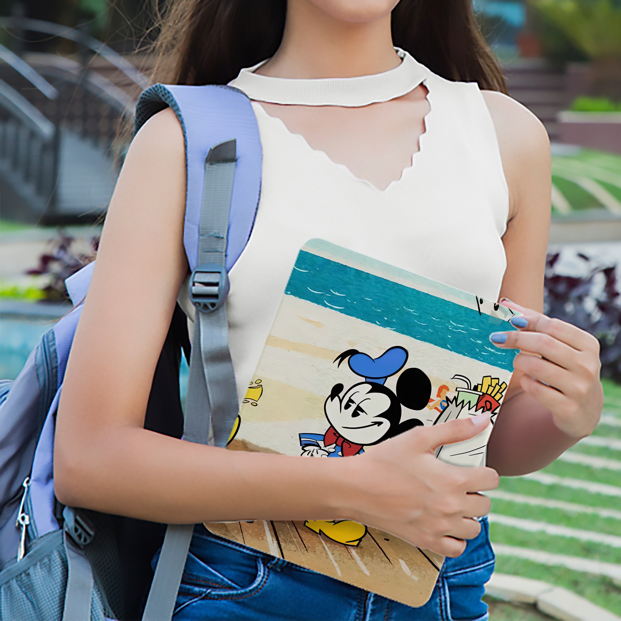 ミッキーマウス Mickey Mouse IPadケース ペンホルダー付き ブックスタイルデザイン