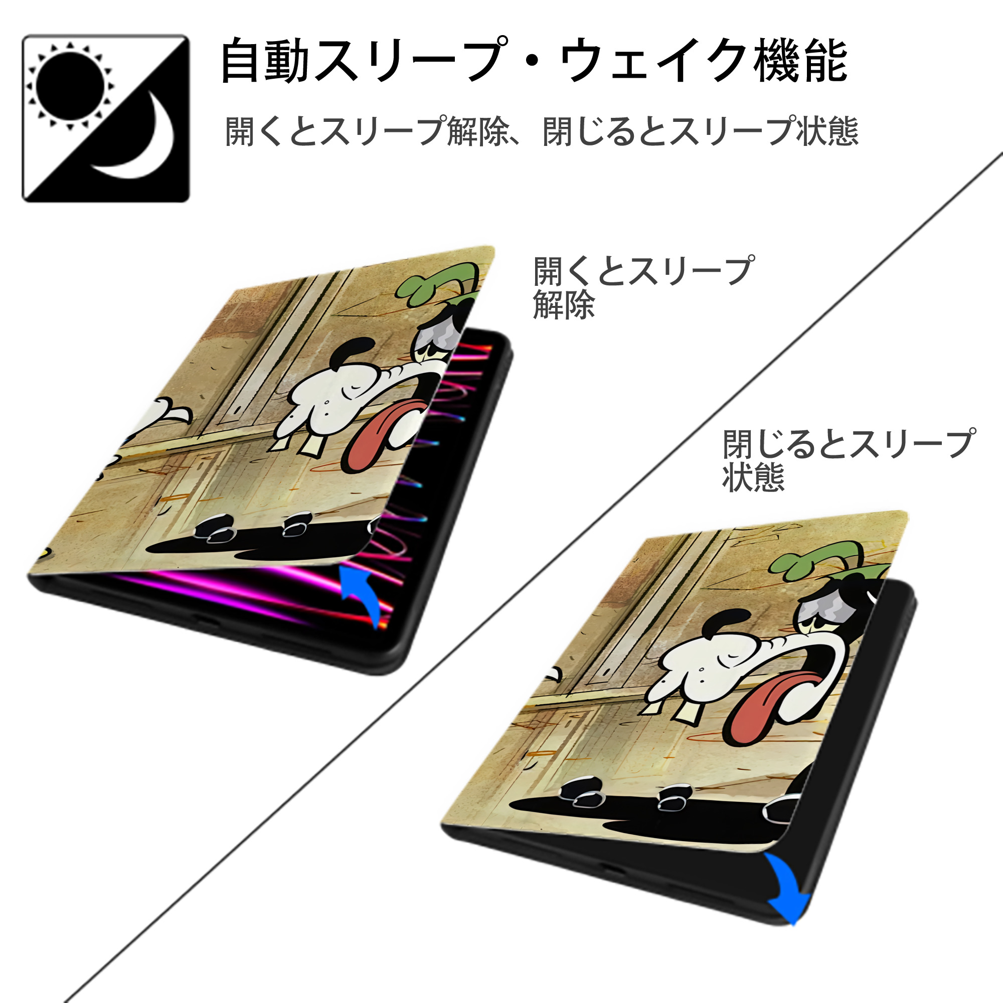 ミッキーマウス Mickey Mouse IPadケース ペンホルダー付き ブックスタイルデザイン