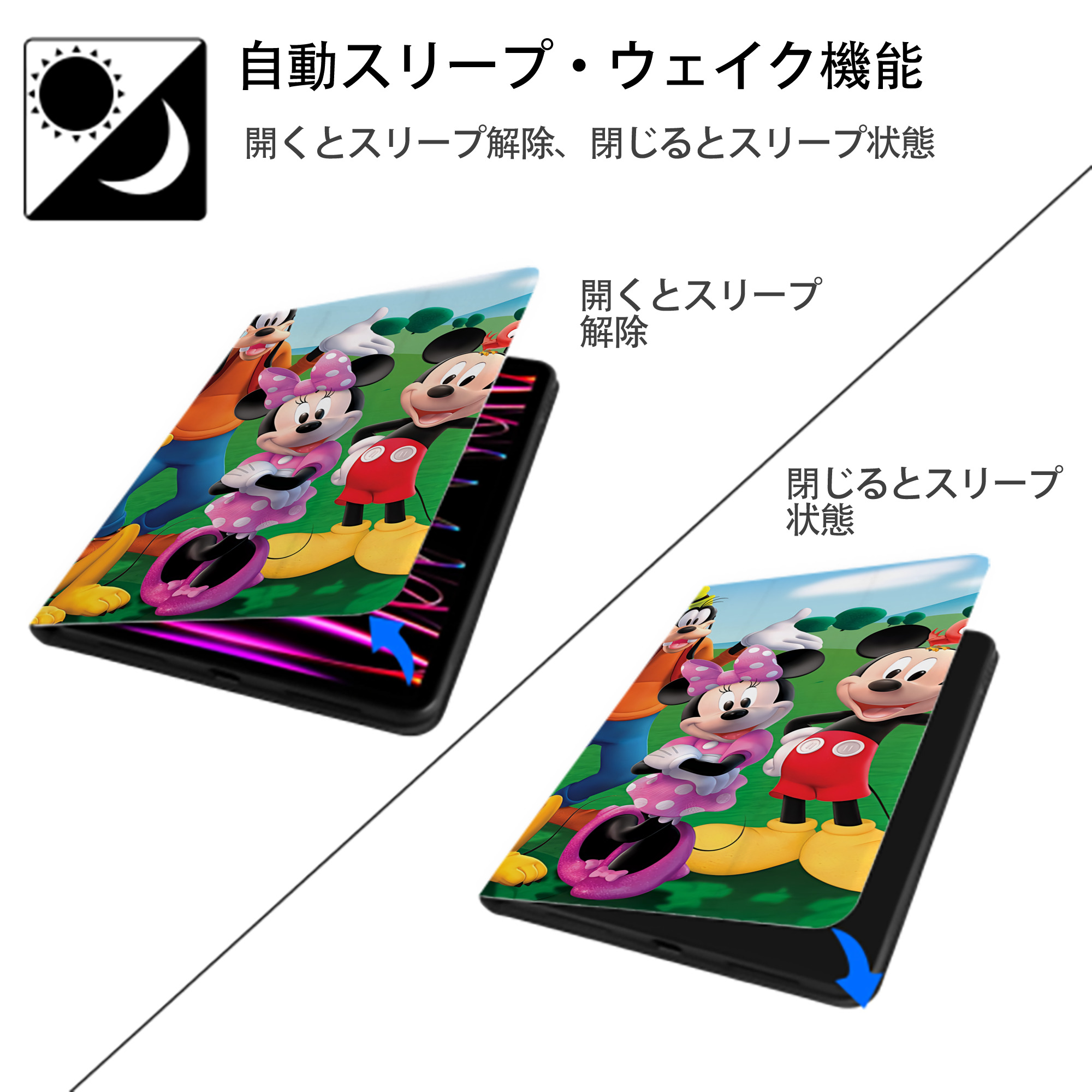 ミッキーマウス Mickey Mouse IPadケース ペンホルダー付き ブックスタイルデザイン