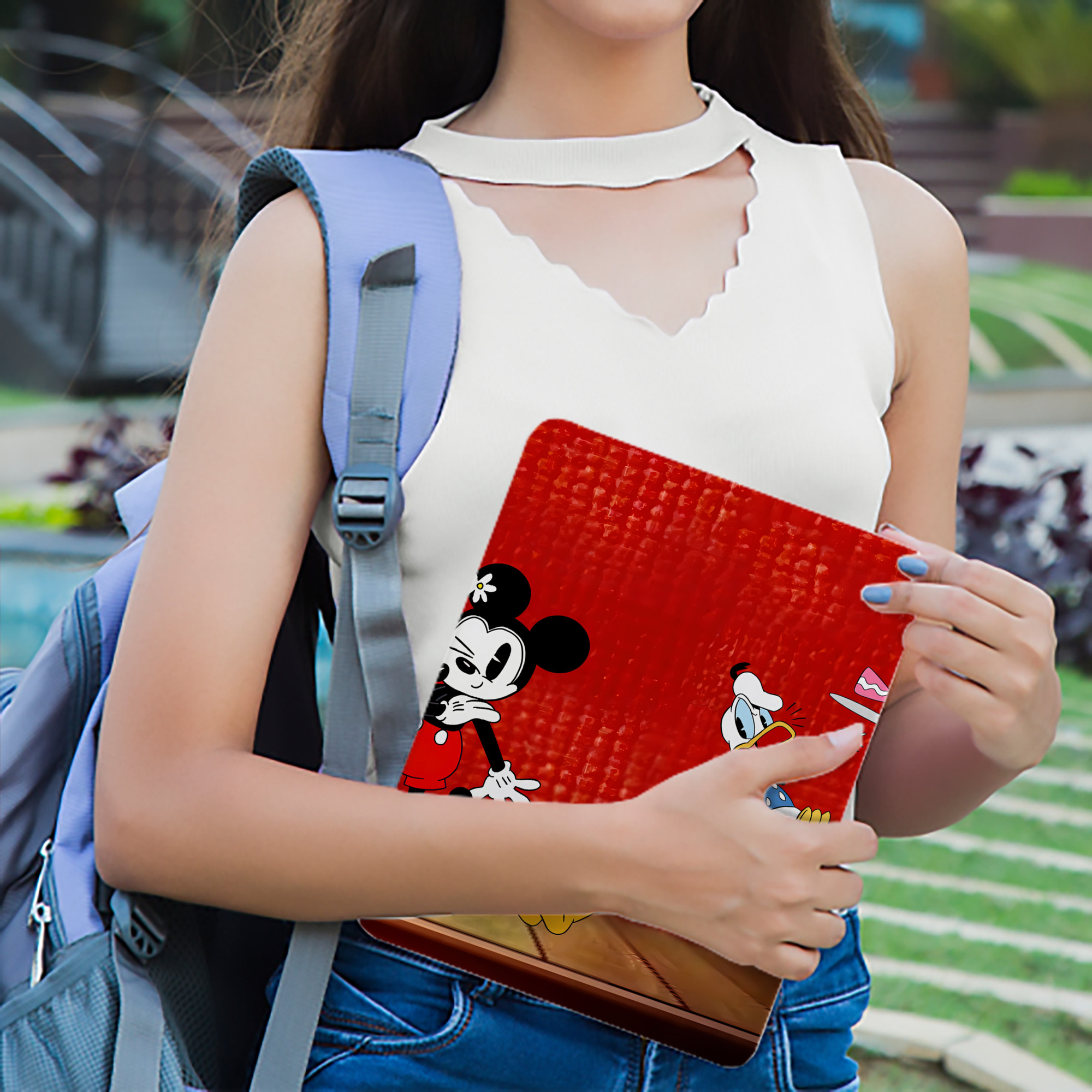 ミッキーマウス Mickey Mouse IPadケース ペンホルダー付き ブックスタイルデザイン
