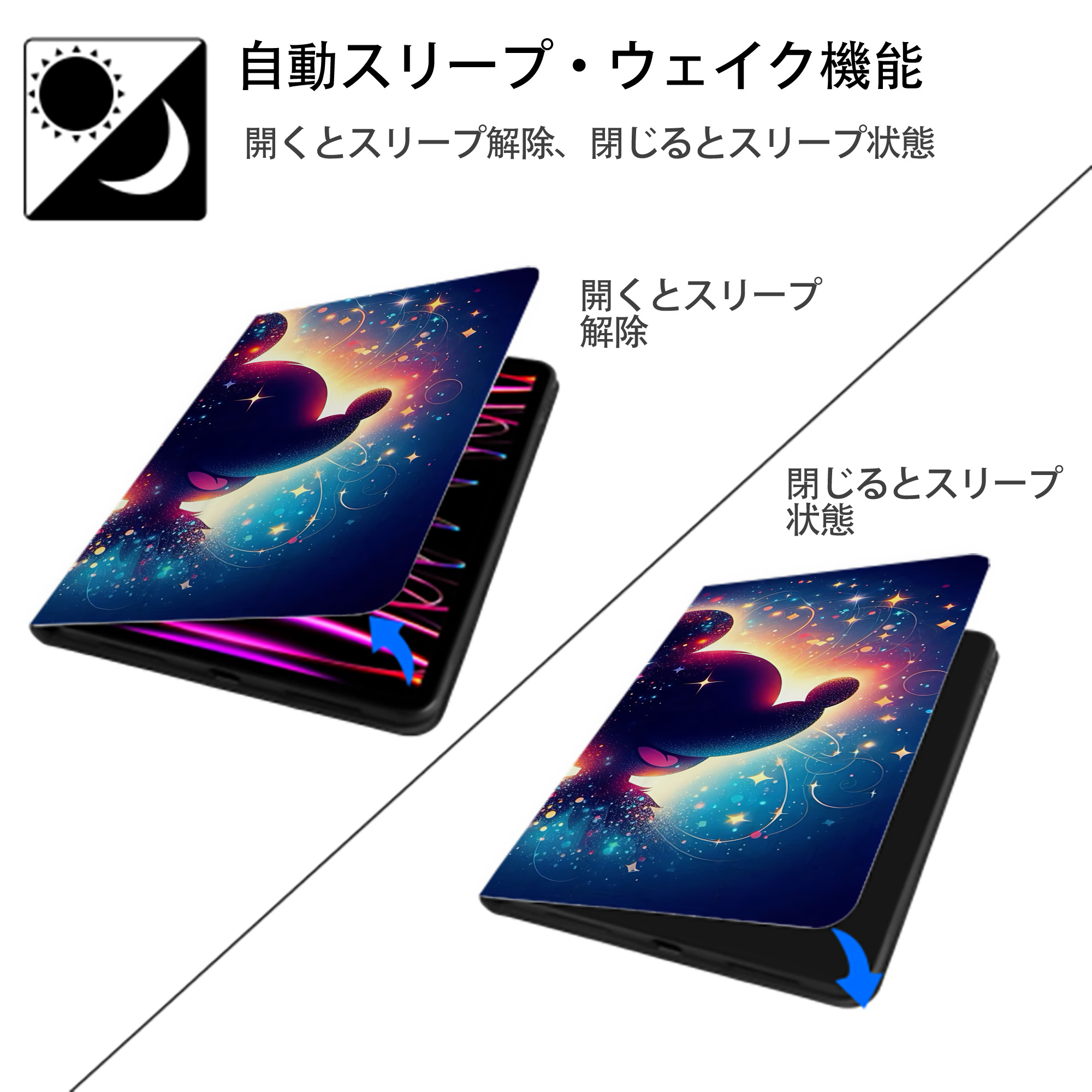 ミッキーマウス Mickey Mouse IPadケース ペンホルダー付き ブックスタイルデザイン