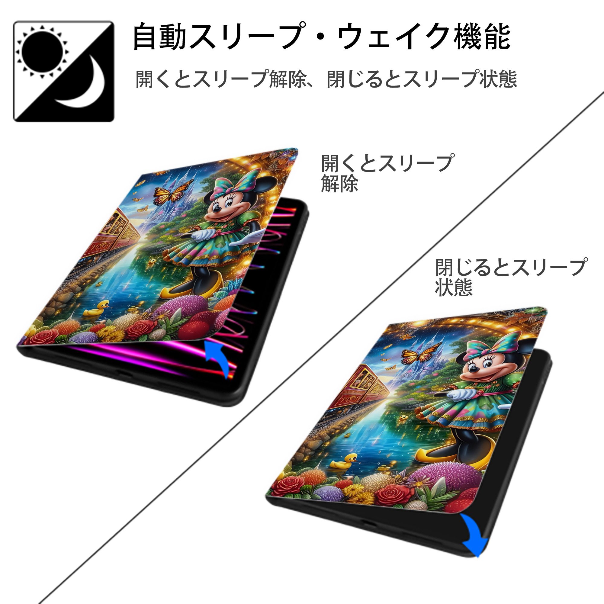 ミッキーマウス Mickey Mouse IPadケース ペンホルダー付き ブックスタイルデザイン