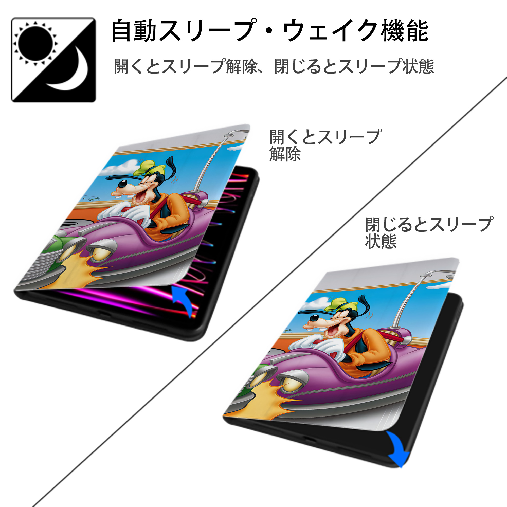 ミッキーマウス Mickey Mouse IPadケース ペンホルダー付き ブックスタイルデザイン