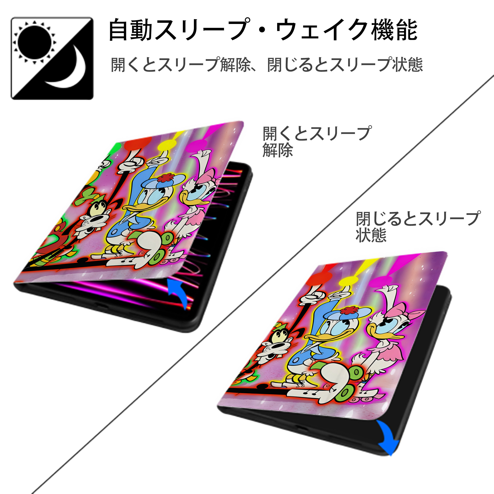 ミッキーマウス Mickey Mouse IPadケース ペンホルダー付き ブックスタイルデザイン