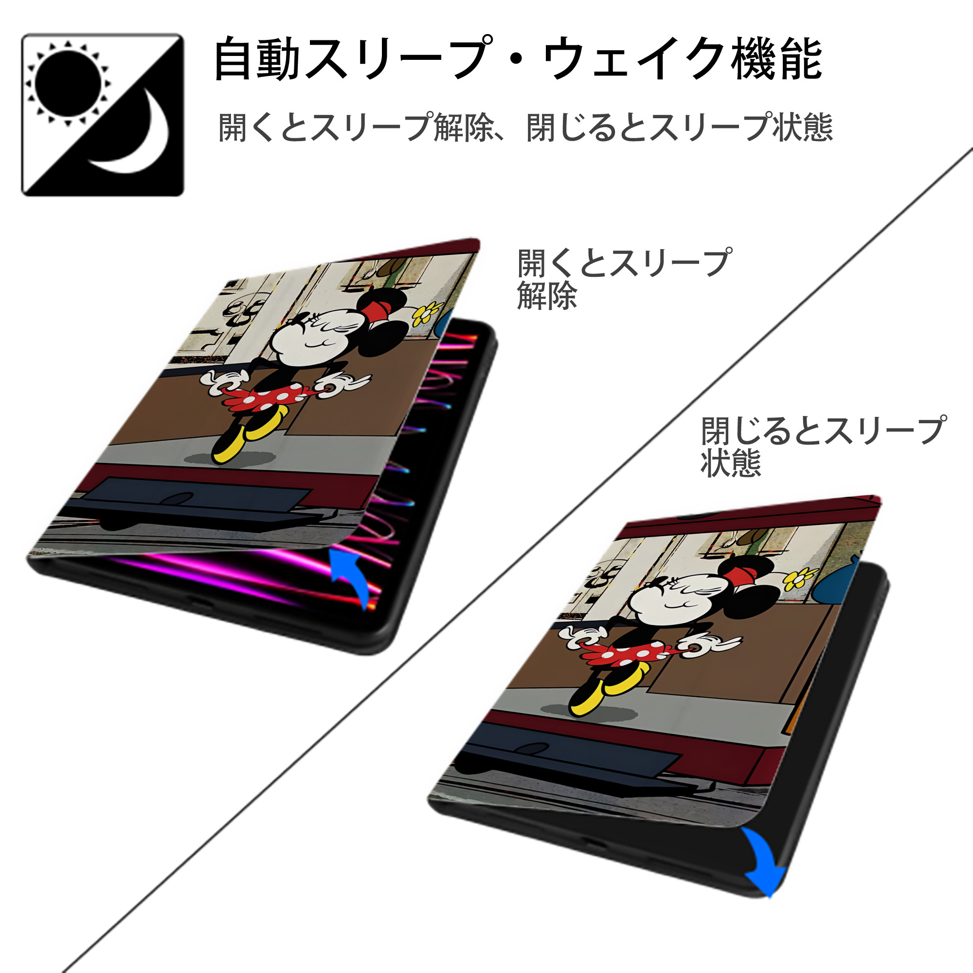 ミッキーマウス Mickey Mouse IPadケース ペンホルダー付き ブックスタイルデザイン
