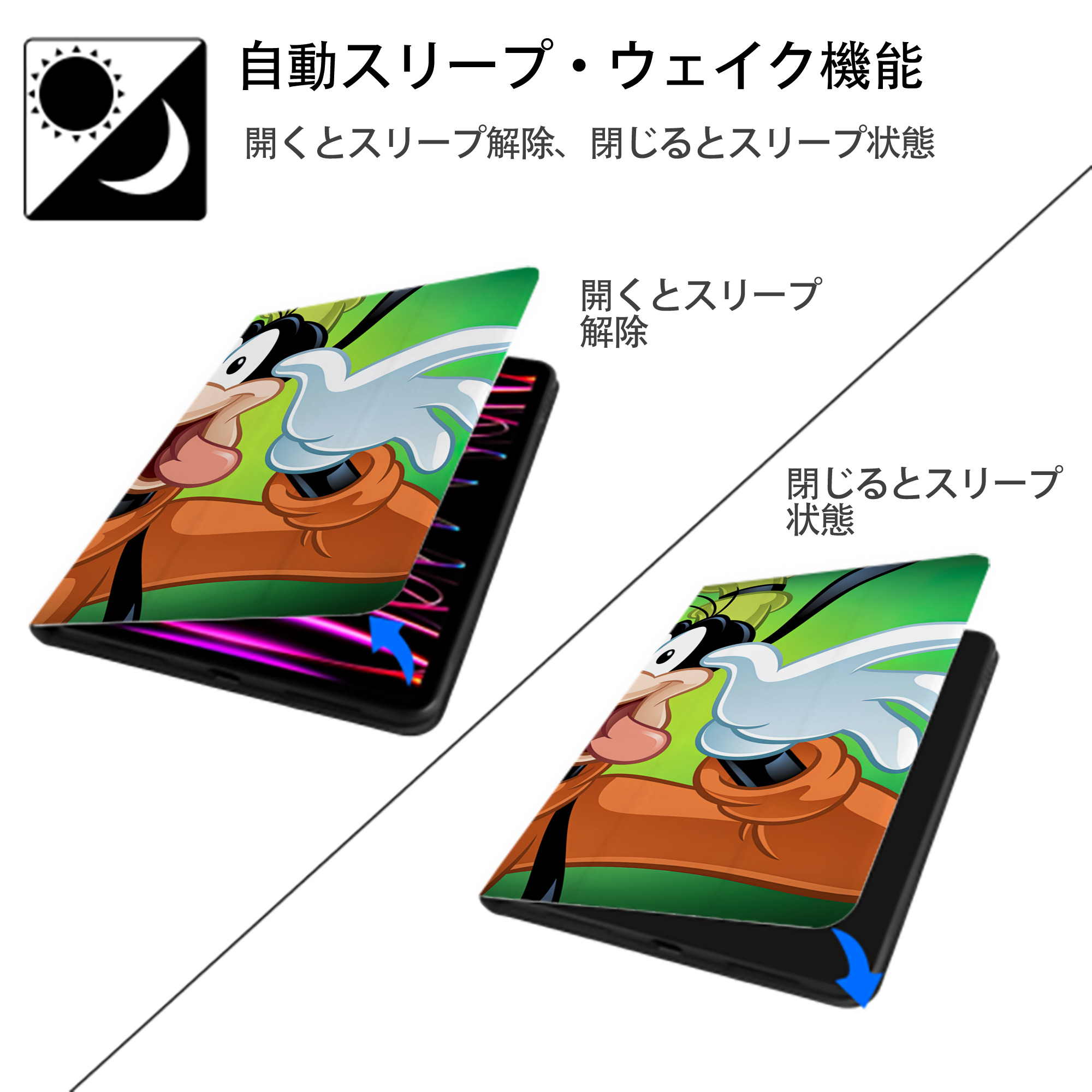 ミッキーマウス Mickey Mouse IPadケース ペンホルダー付き ブックスタイルデザイン