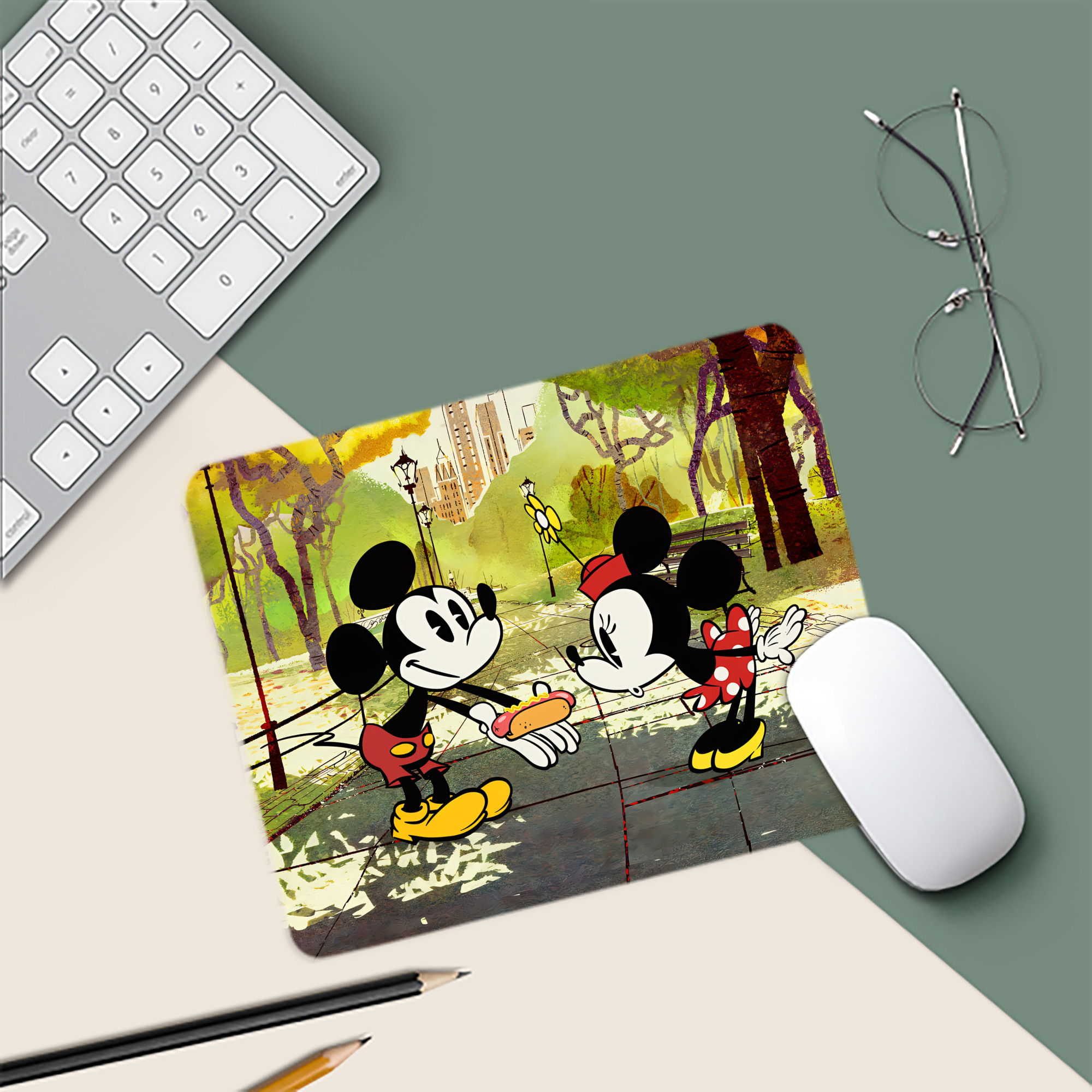 ミッキーマウス Mickey Mouse マウスパッド ステッチ加工 ラバー素材 防水 滑り止め 超薄型 ゲーミング/オフィス対応