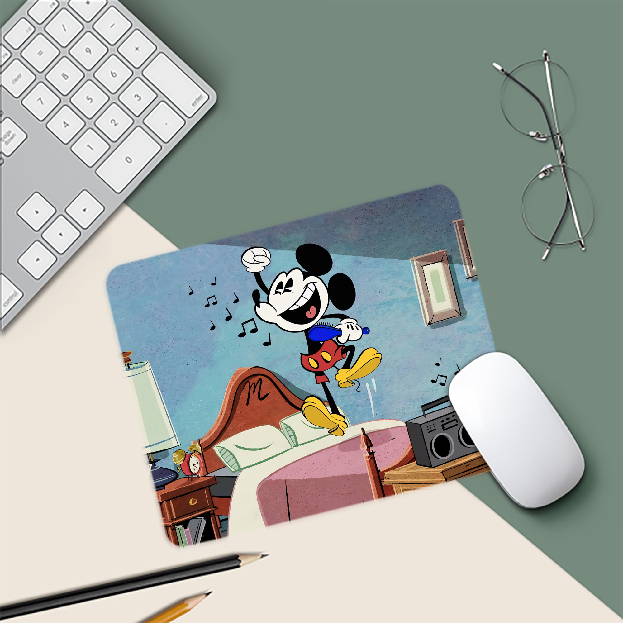 ミッキーマウス Mickey Mouse マウスパッド ステッチ加工 ラバー素材 防水 滑り止め 超薄型 ゲーミング/オフィス対応