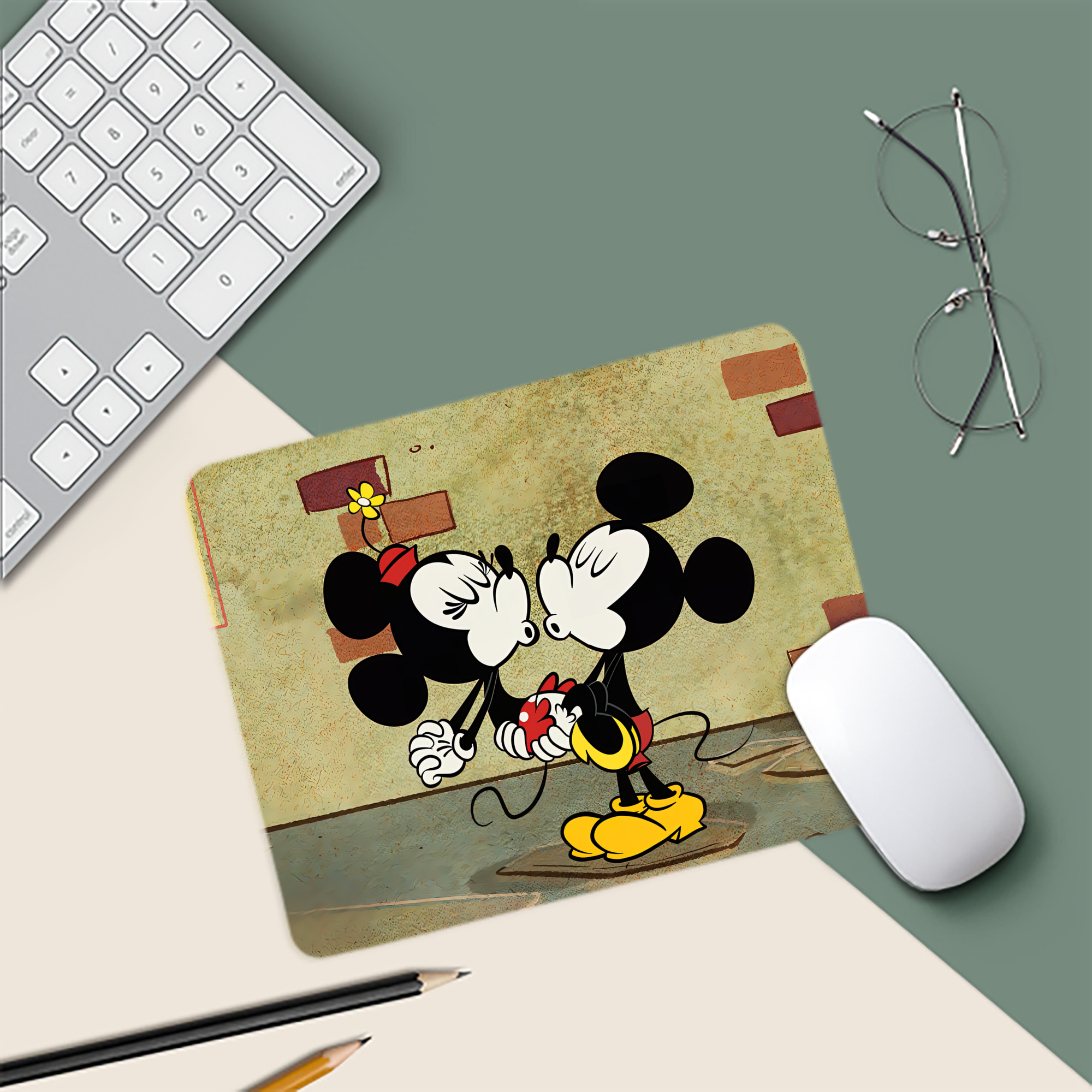 ミッキーマウス Mickey Mouse マウスパッド ステッチ加工 ラバー素材 防水 滑り止め 超薄型 ゲーミング/オフィス対応