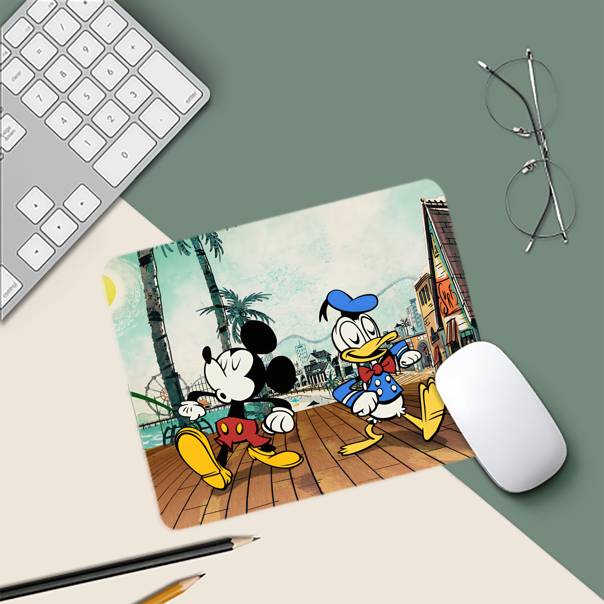 ミッキーマウス Mickey Mouse マウスパッド ステッチ加工 ラバー素材 防水 滑り止め 超薄型 ゲーミング/オフィス対応