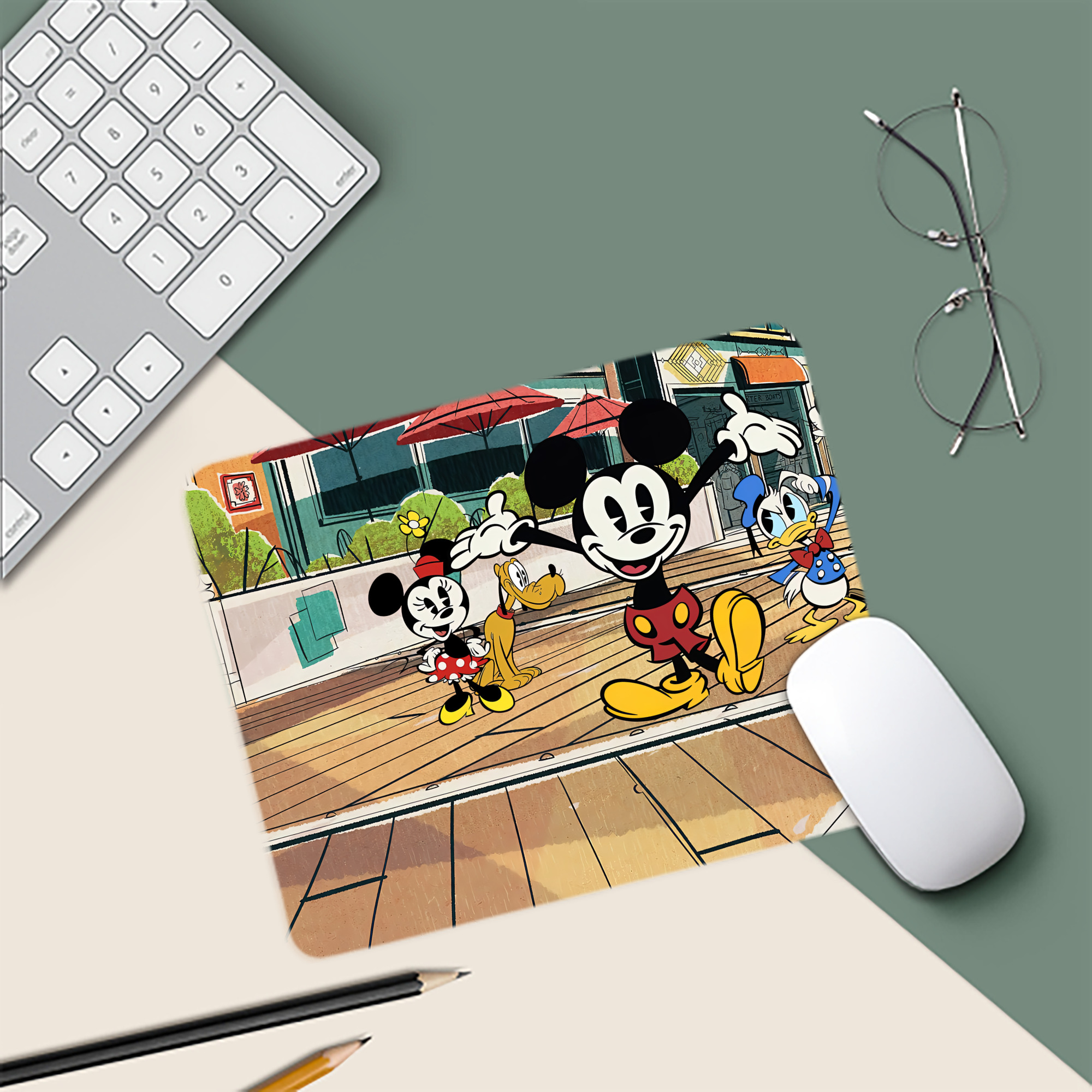 ミッキーマウス Mickey Mouse マウスパッド ステッチ加工 ラバー素材 防水 滑り止め 超薄型 ゲーミング/オフィス対応