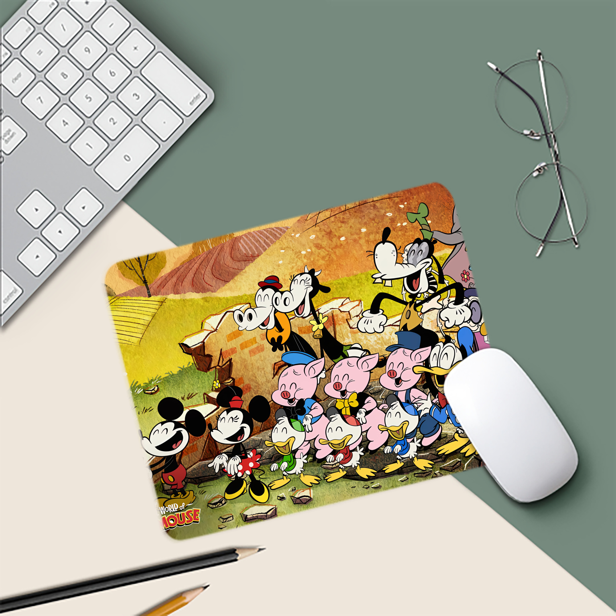 ミッキーマウス Mickey Mouse マウスパッド ステッチ加工 ラバー素材 防水 滑り止め 超薄型 ゲーミング/オフィス対応