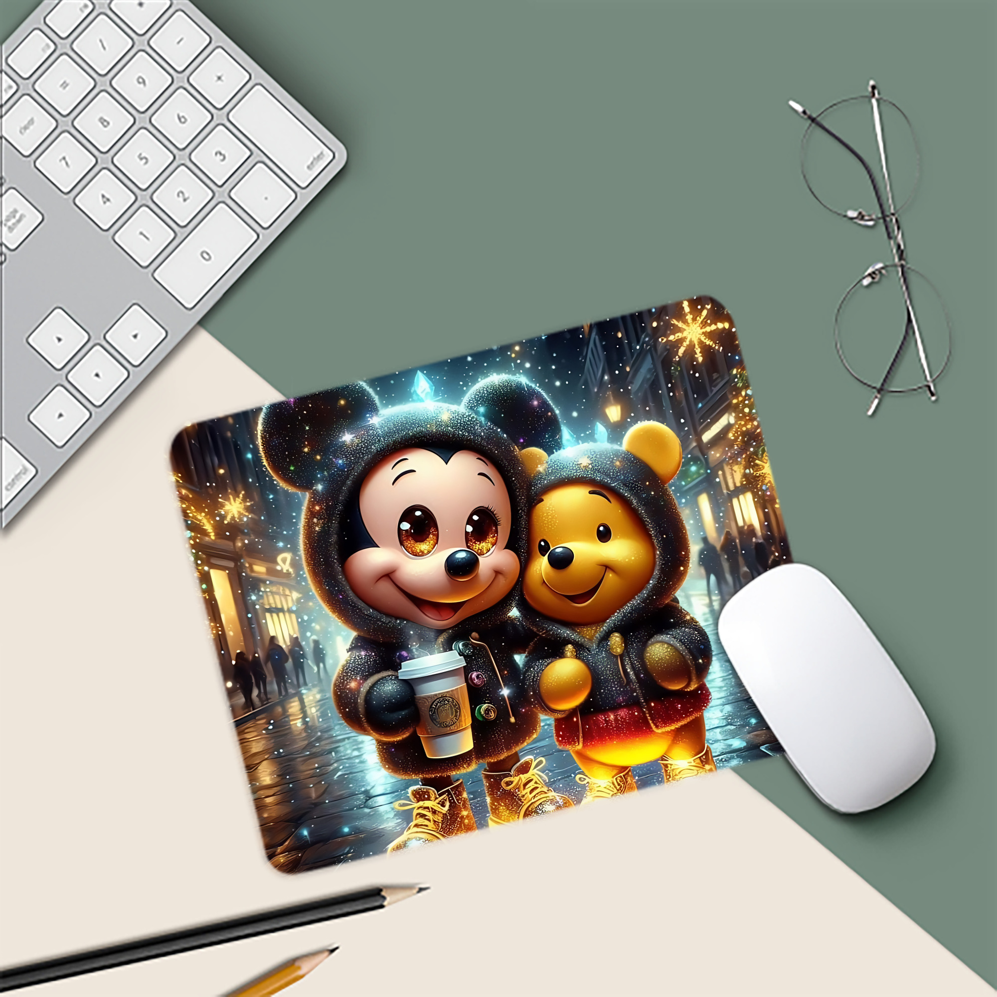 ミッキーマウス Mickey Mouse マウスパッド ステッチ加工 ラバー素材 防水 滑り止め 超薄型 ゲーミング/オフィス対応