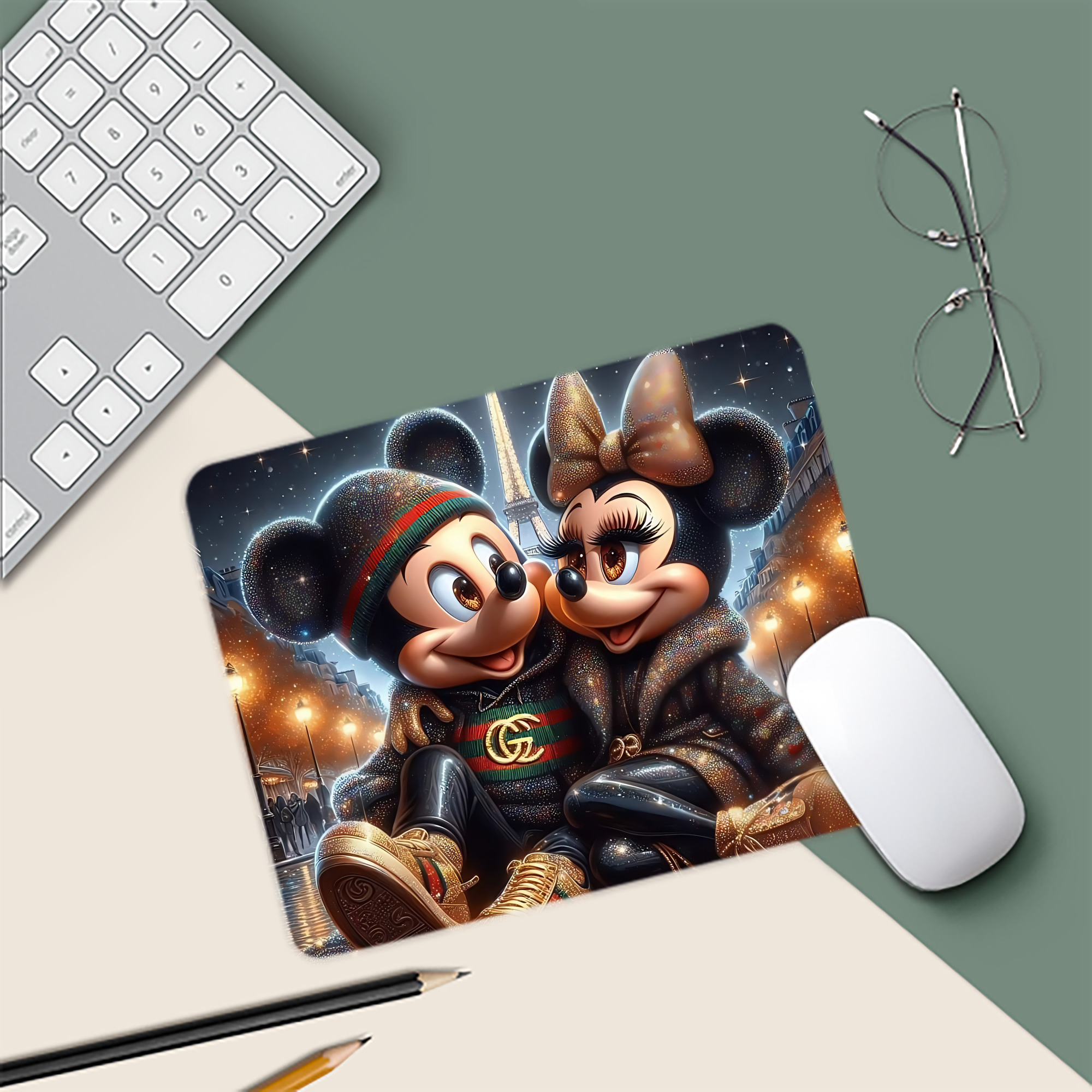 ミッキーマウス Mickey Mouse マウスパッド ステッチ加工 ラバー素材 防水 滑り止め 超薄型 ゲーミング/オフィス対応