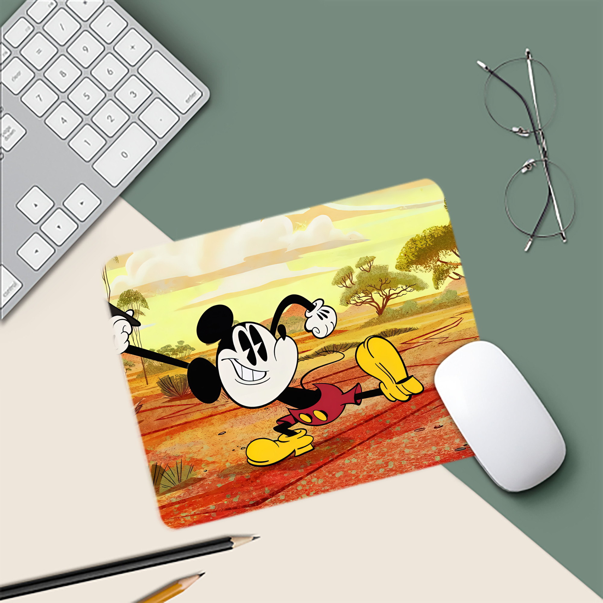 ミッキーマウス Mickey Mouse マウスパッド ステッチ加工 ラバー素材 防水 滑り止め 超薄型 ゲーミング/オフィス対応