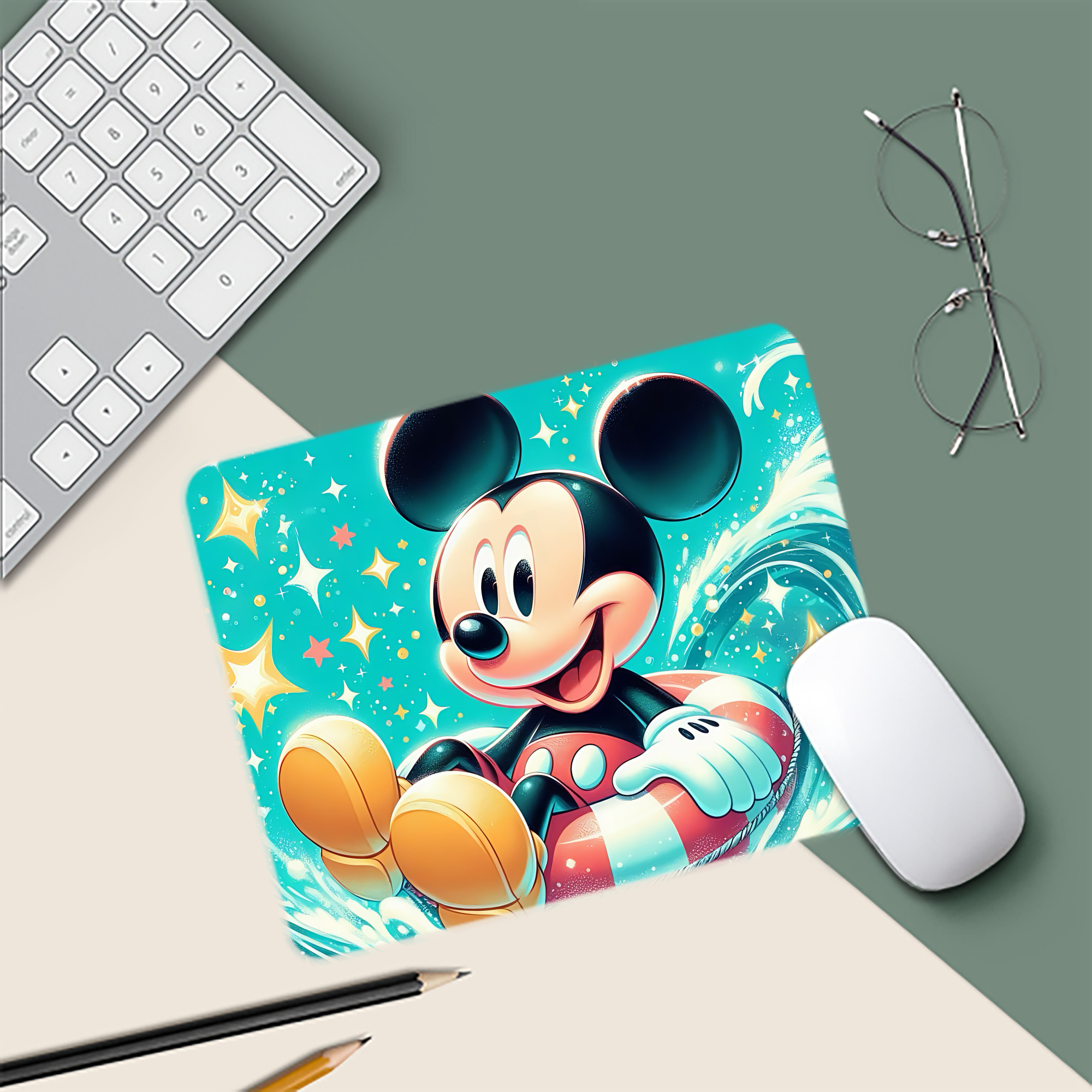 ミッキーマウス Mickey Mouse マウスパッド ステッチ加工 ラバー素材 防水 滑り止め 超薄型 ゲーミング/オフィス対応