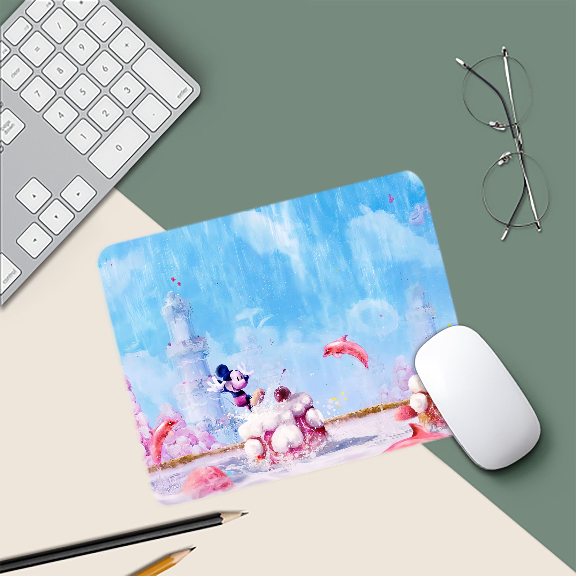 ミッキーマウス Mickey Mouse マウスパッド ステッチ加工 ラバー素材 防水 滑り止め 超薄型 ゲーミング/オフィス対応