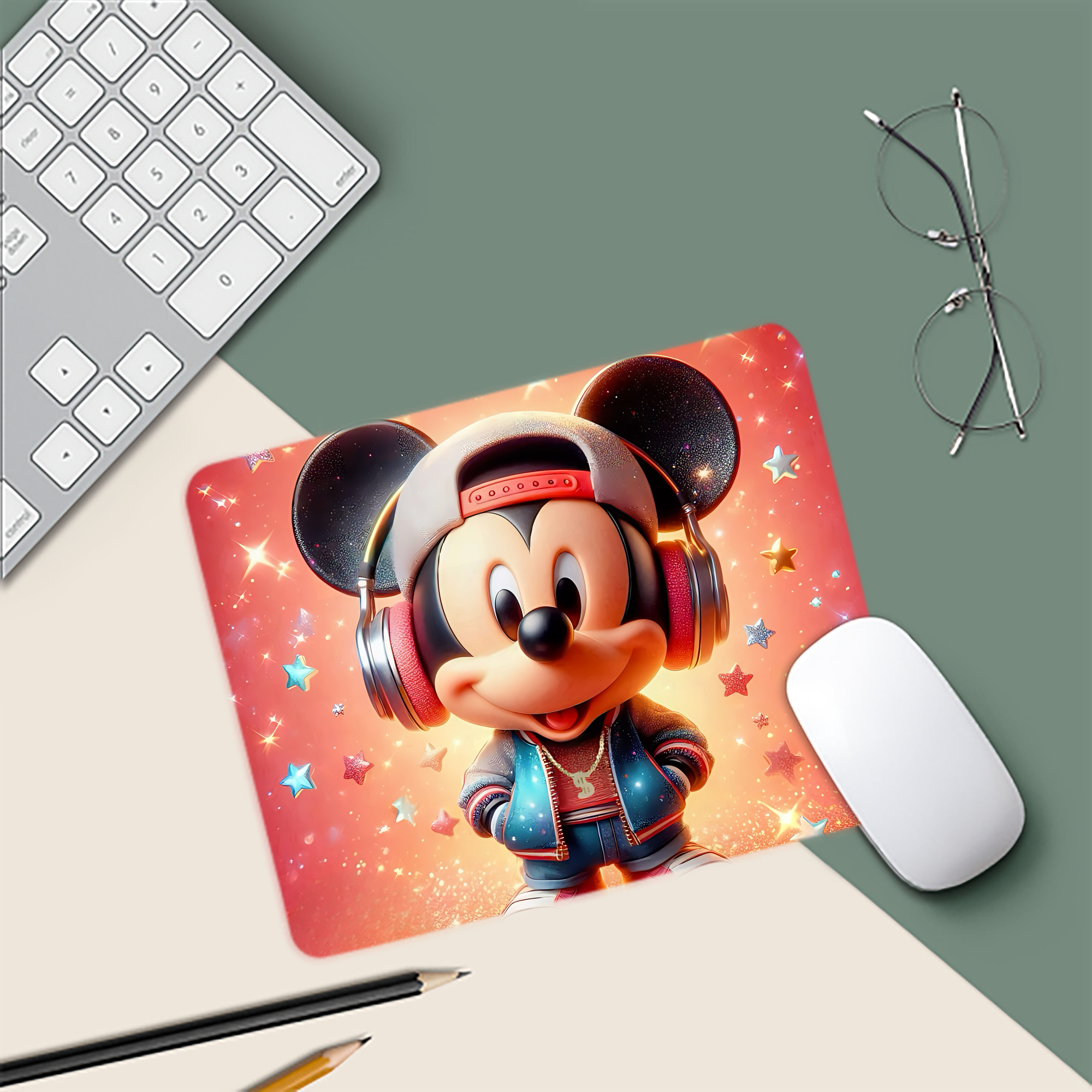 ミッキーマウス Mickey Mouse マウスパッド ステッチ加工 ラバー素材 防水 滑り止め 超薄型 ゲーミング/オフィス対応
