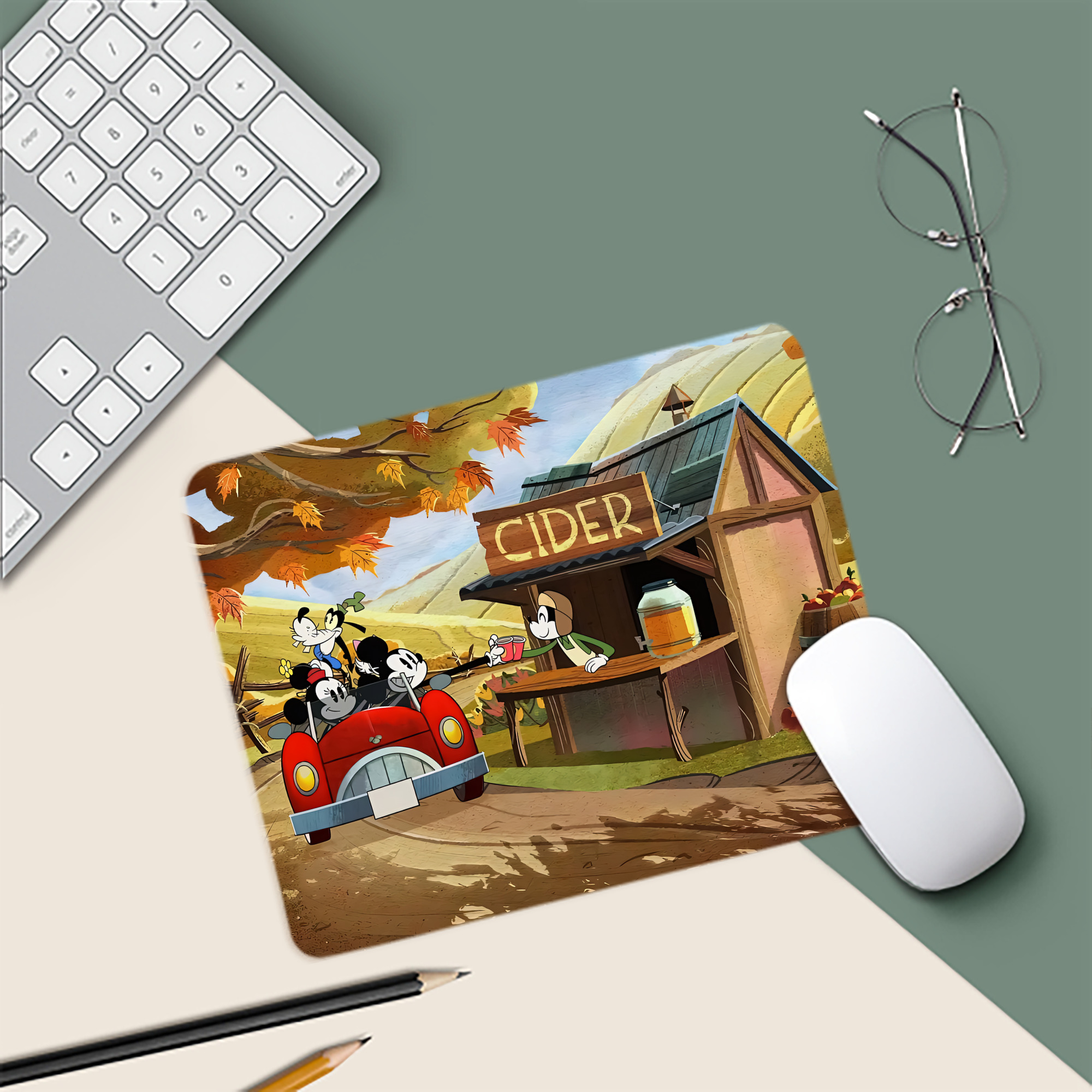 ミッキーマウス Mickey Mouse マウスパッド ステッチ加工 ラバー素材 防水 滑り止め 超薄型 ゲーミング/オフィス対応