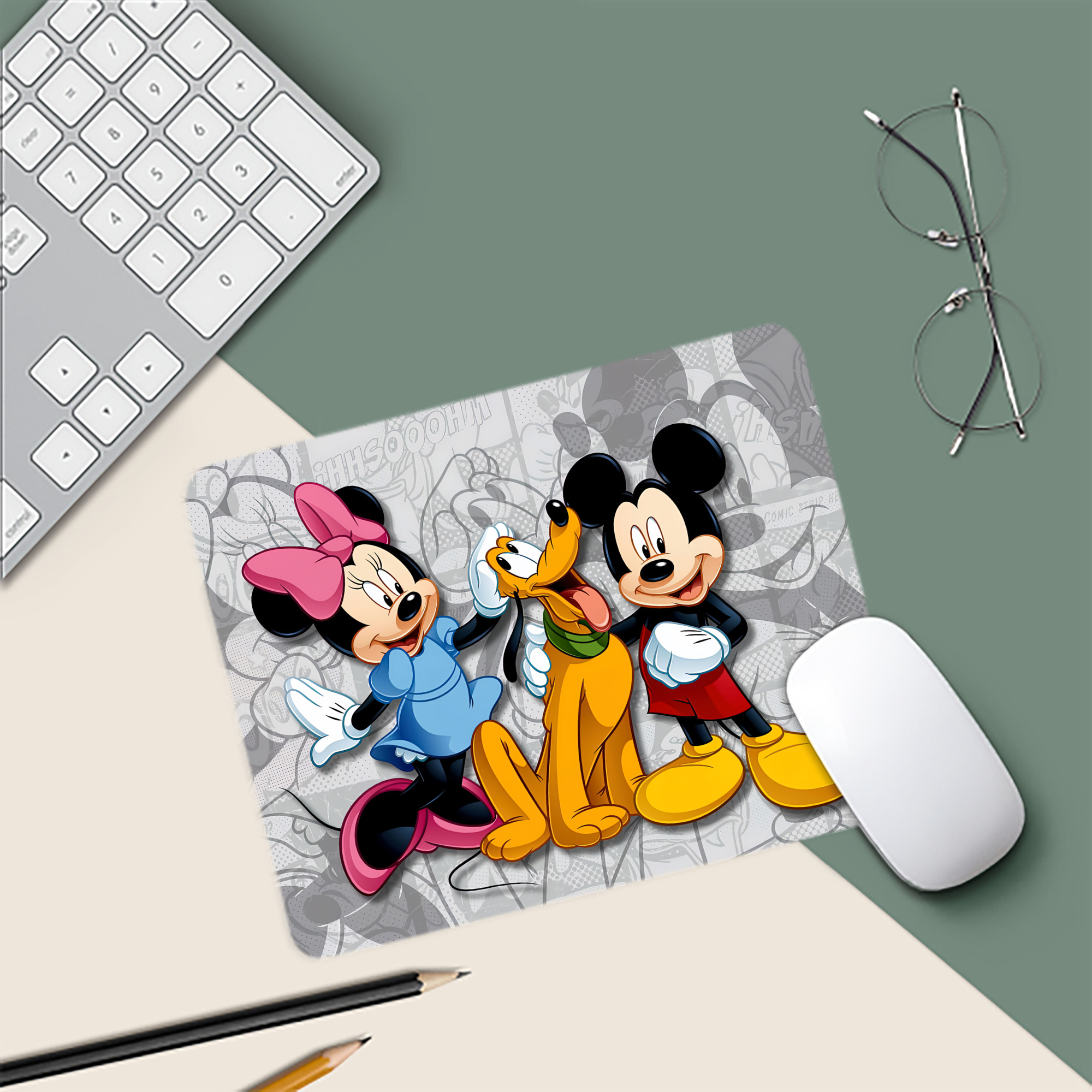 ミッキーマウス Mickey Mouse マウスパッド ステッチ加工 ラバー素材 防水 滑り止め 超薄型 ゲーミング/オフィス対応