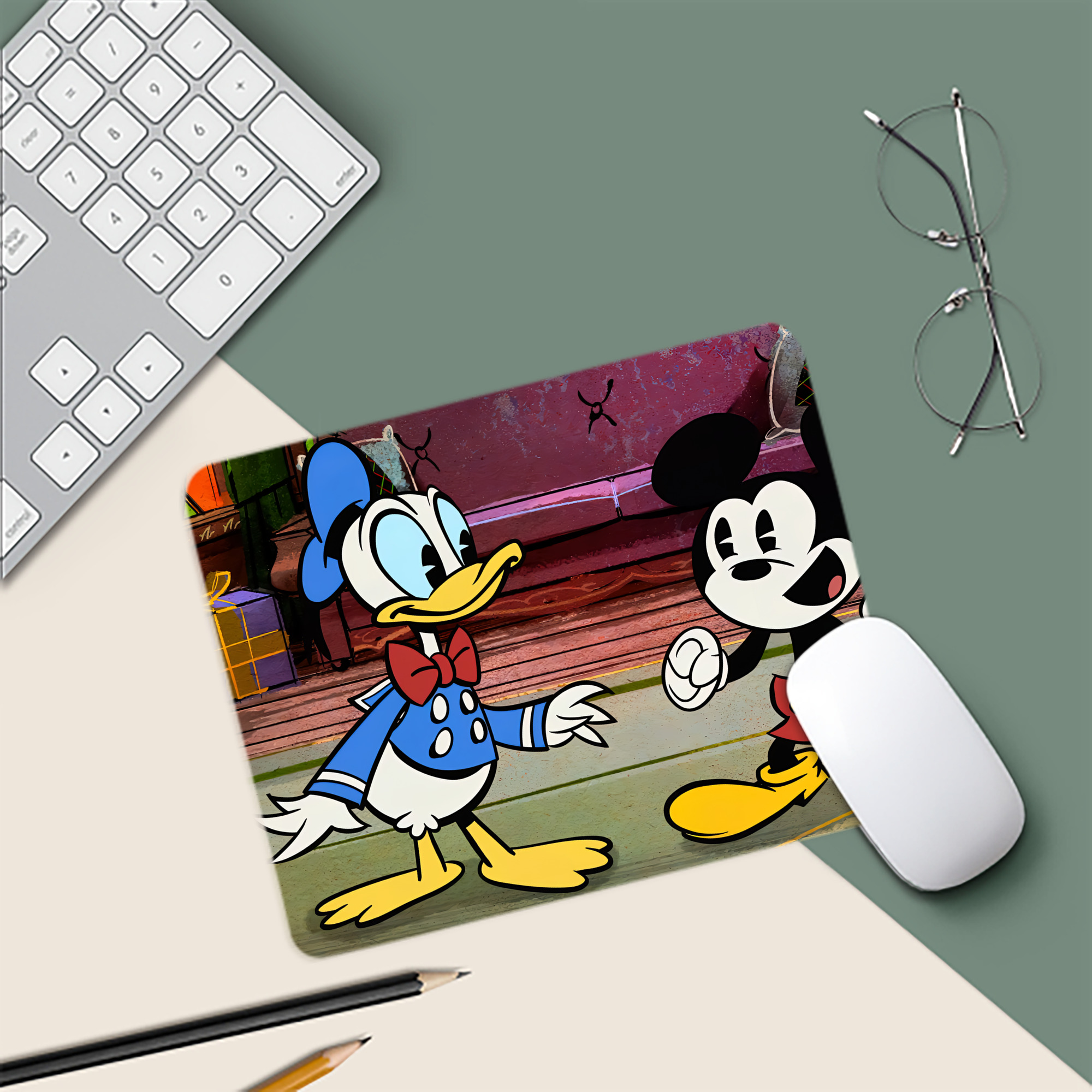 ミッキーマウス Mickey Mouse マウスパッド ステッチ加工 ラバー素材 防水 滑り止め 超薄型 ゲーミング/オフィス対応