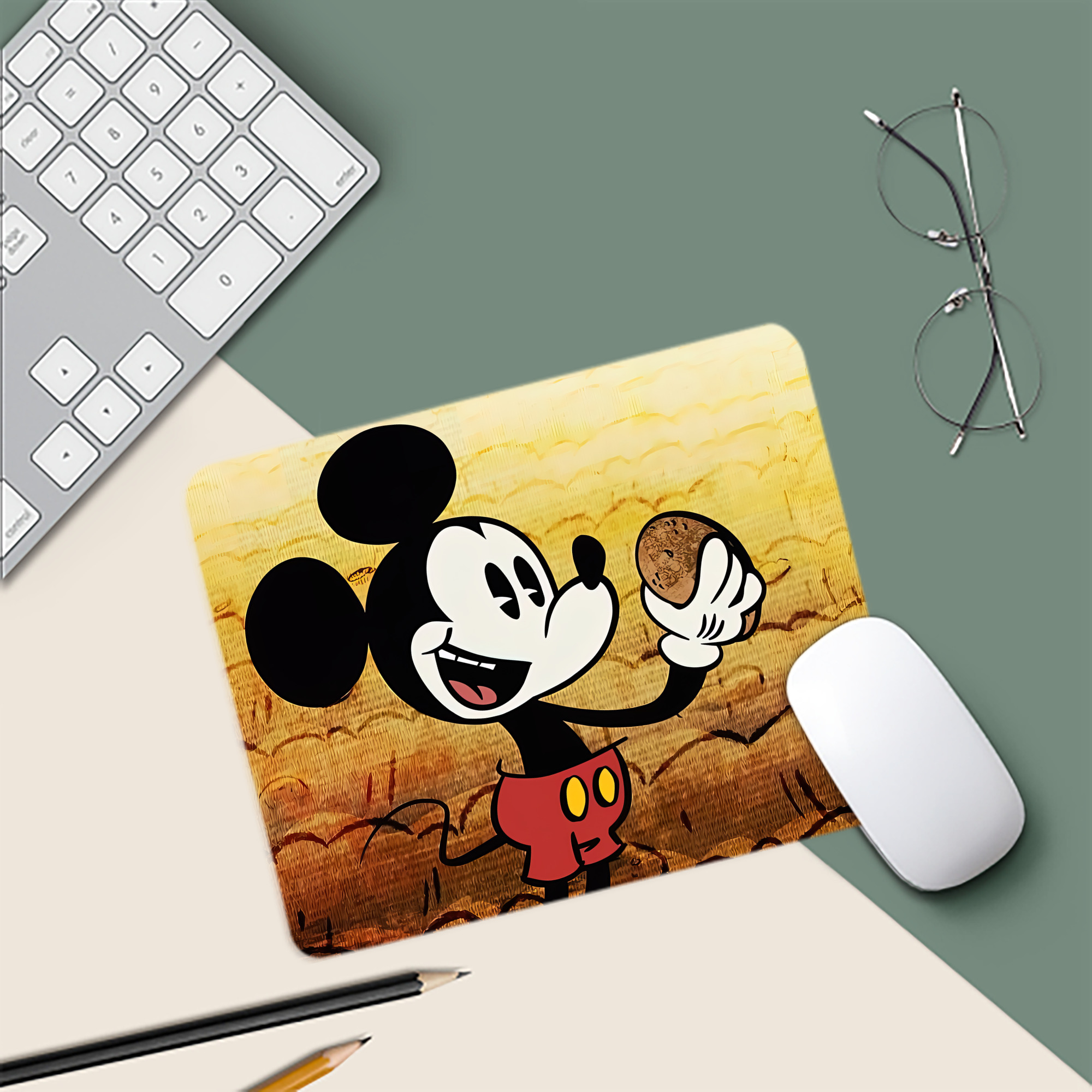 ミッキーマウス Mickey Mouse マウスパッド ステッチ加工 ラバー素材 防水 滑り止め 超薄型 ゲーミング/オフィス対応