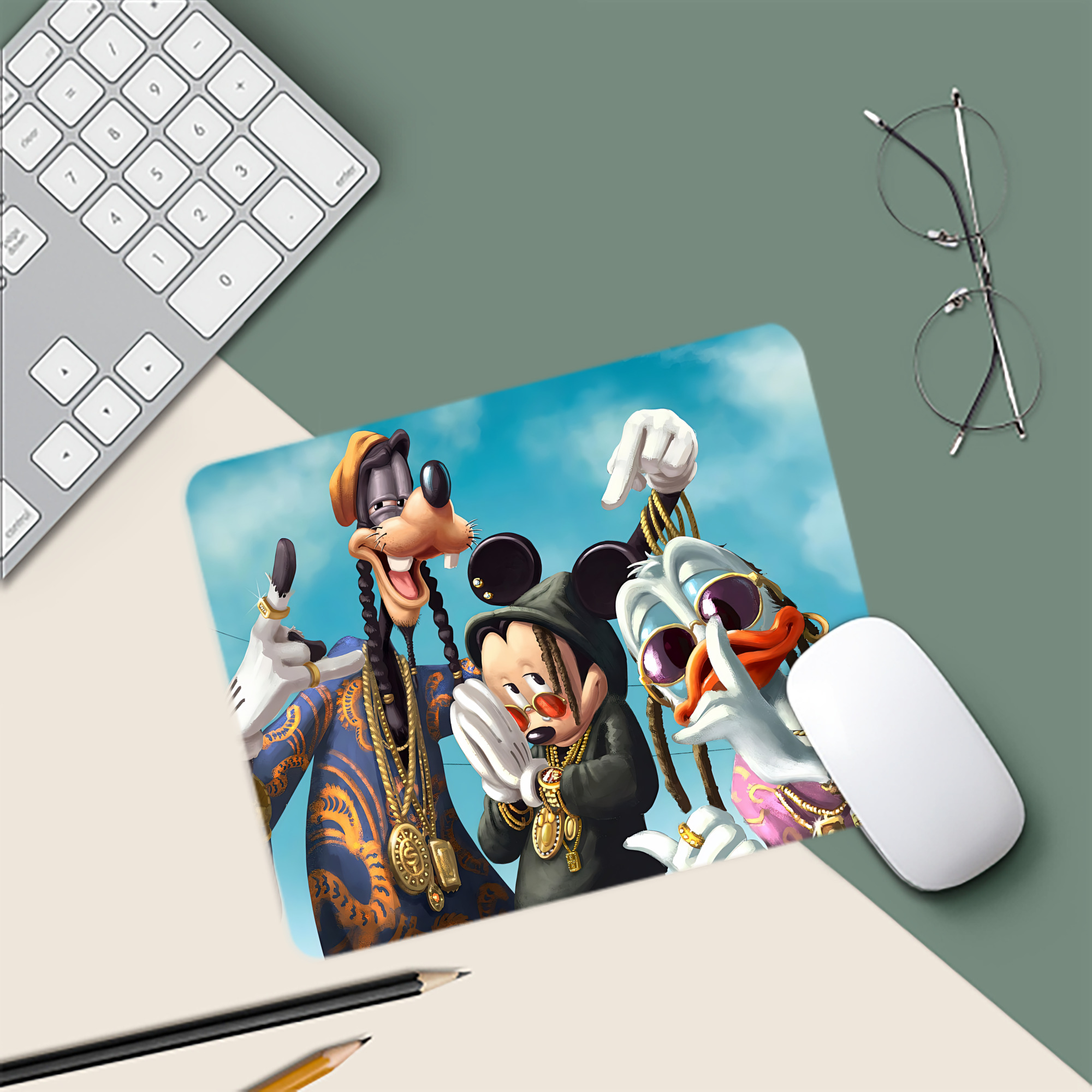 ミッキーマウス Mickey Mouse マウスパッド ステッチ加工 ラバー素材 防水 滑り止め 超薄型 ゲーミング/オフィス対応