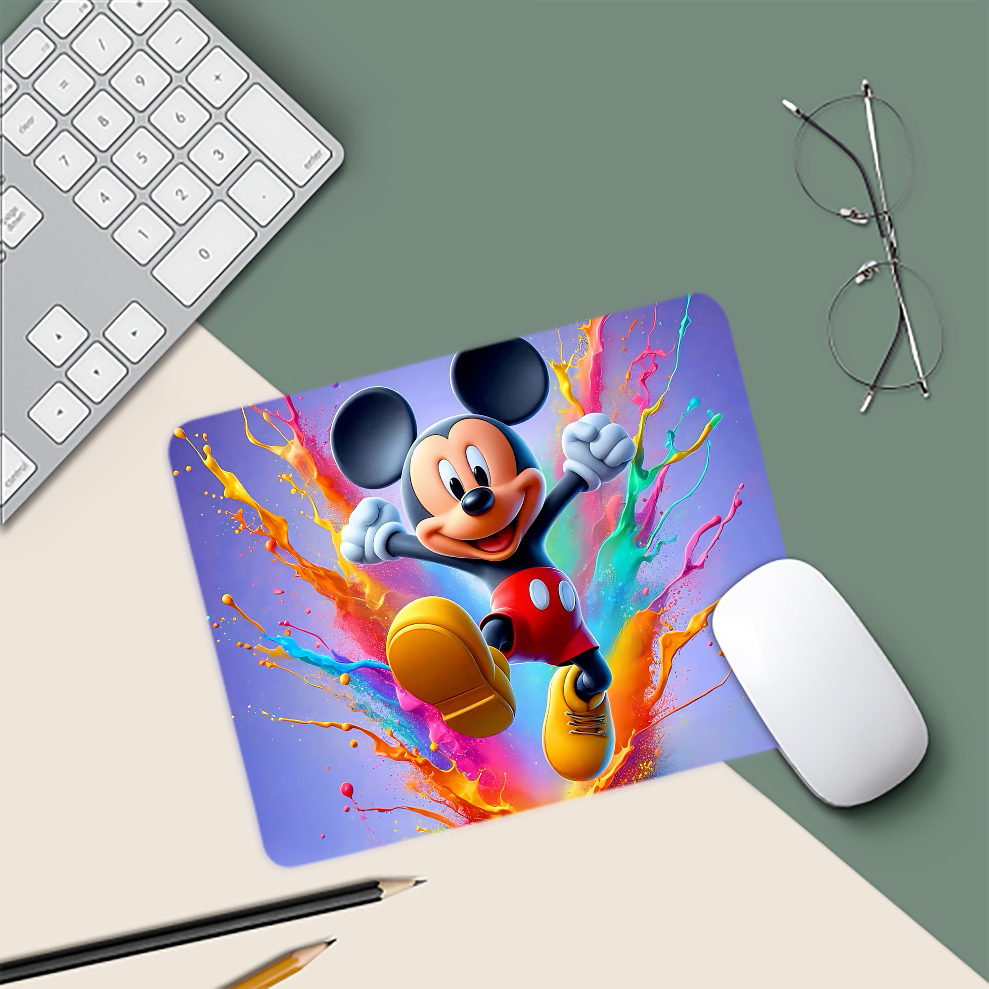 ミッキーマウス Mickey Mouse マウスパッド ステッチ加工 ラバー素材 防水 滑り止め 超薄型 ゲーミング/オフィス対応