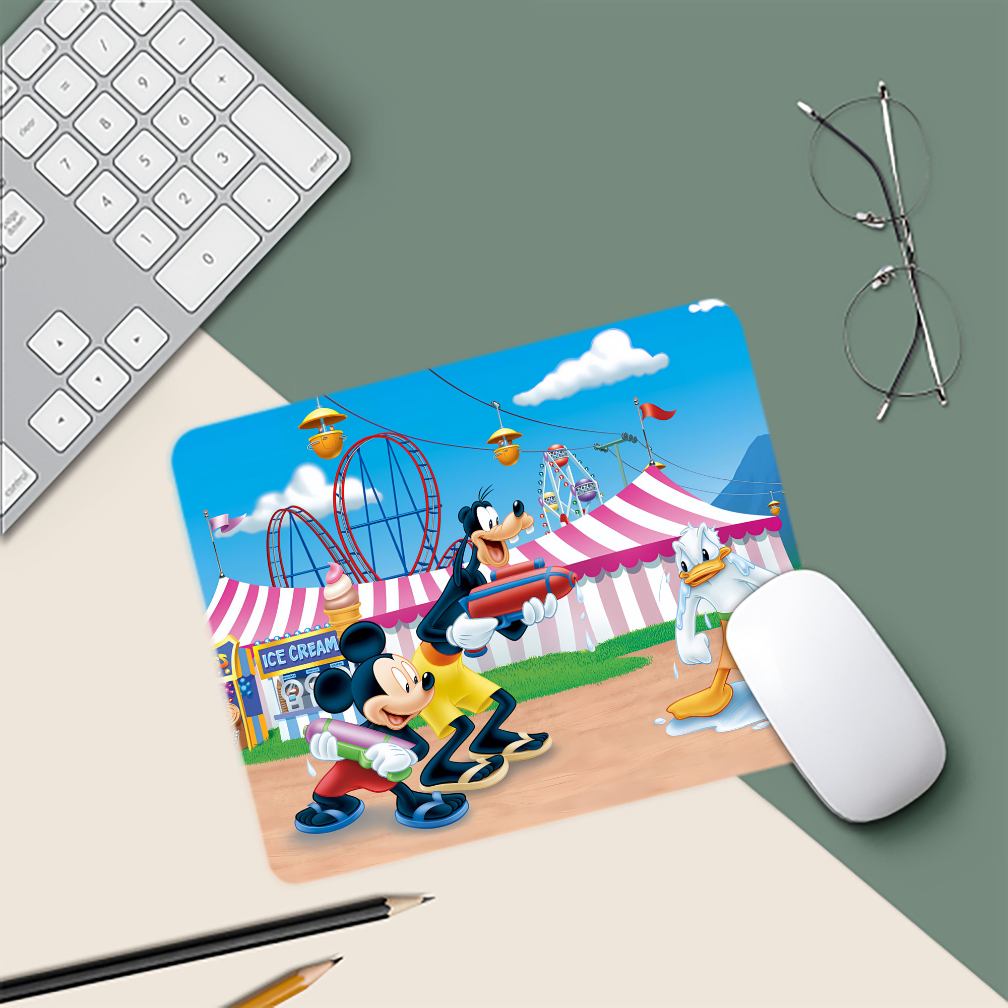 ミッキーマウス Mickey Mouse マウスパッド ステッチ加工 ラバー素材 防水 滑り止め 超薄型 ゲーミング/オフィス対応