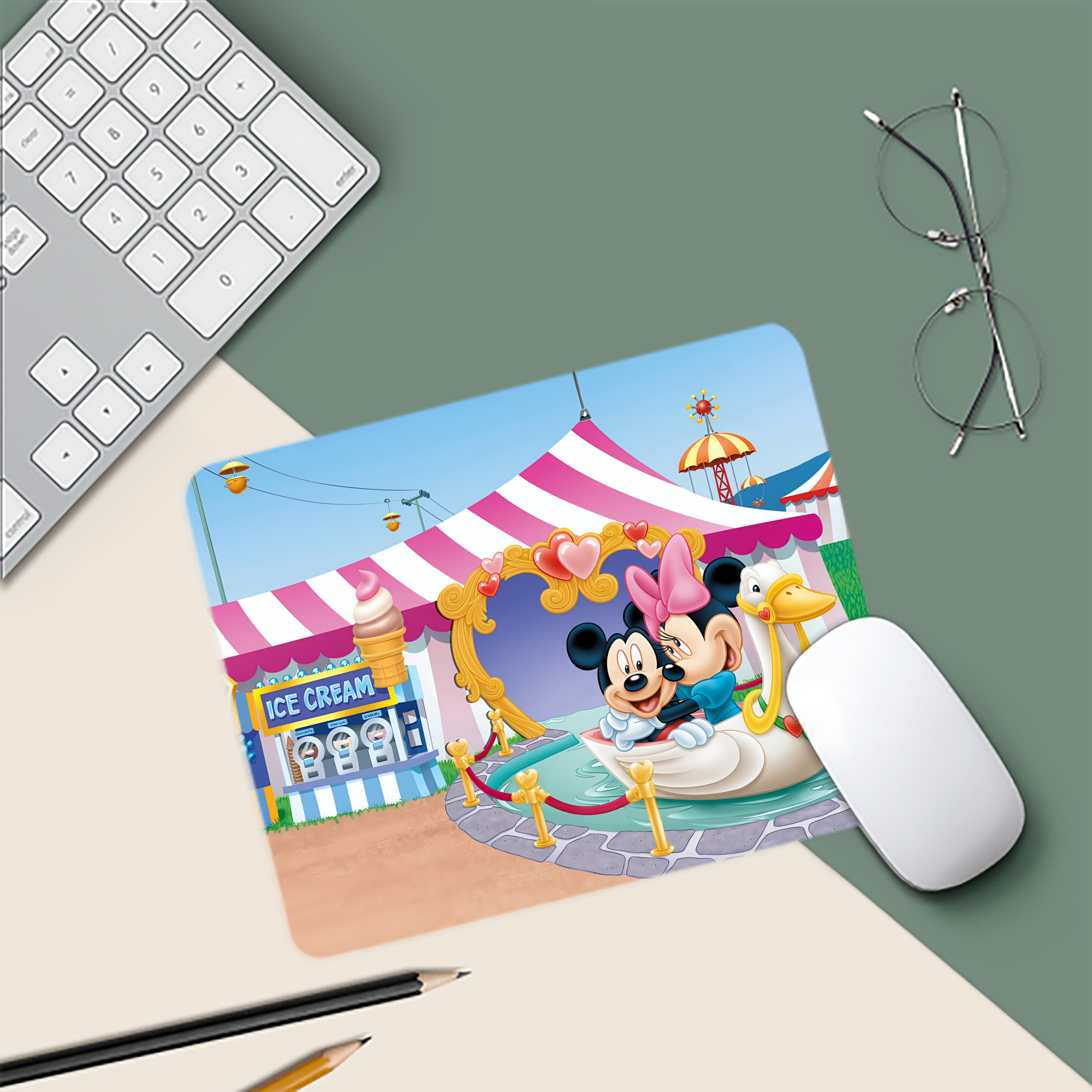 ミッキーマウス Mickey Mouse マウスパッド ステッチ加工 ラバー素材 防水 滑り止め 超薄型 ゲーミング/オフィス対応