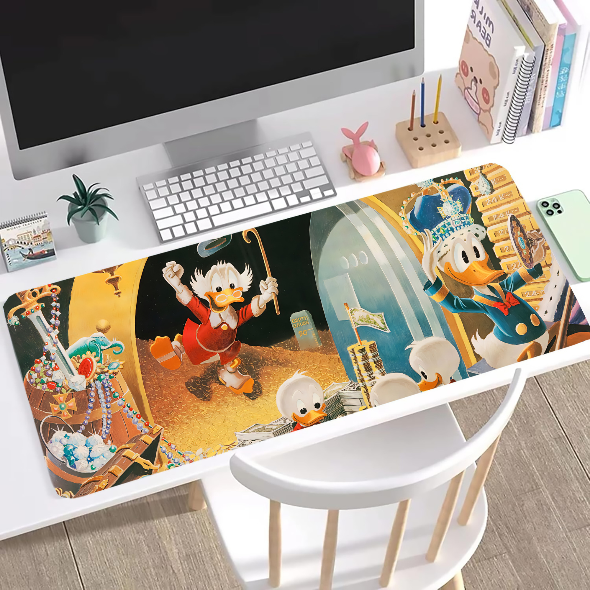 ミッキーマウス Mickey Mouse ステッチ加工 大判デスクマット／滑り止めマウスパッド