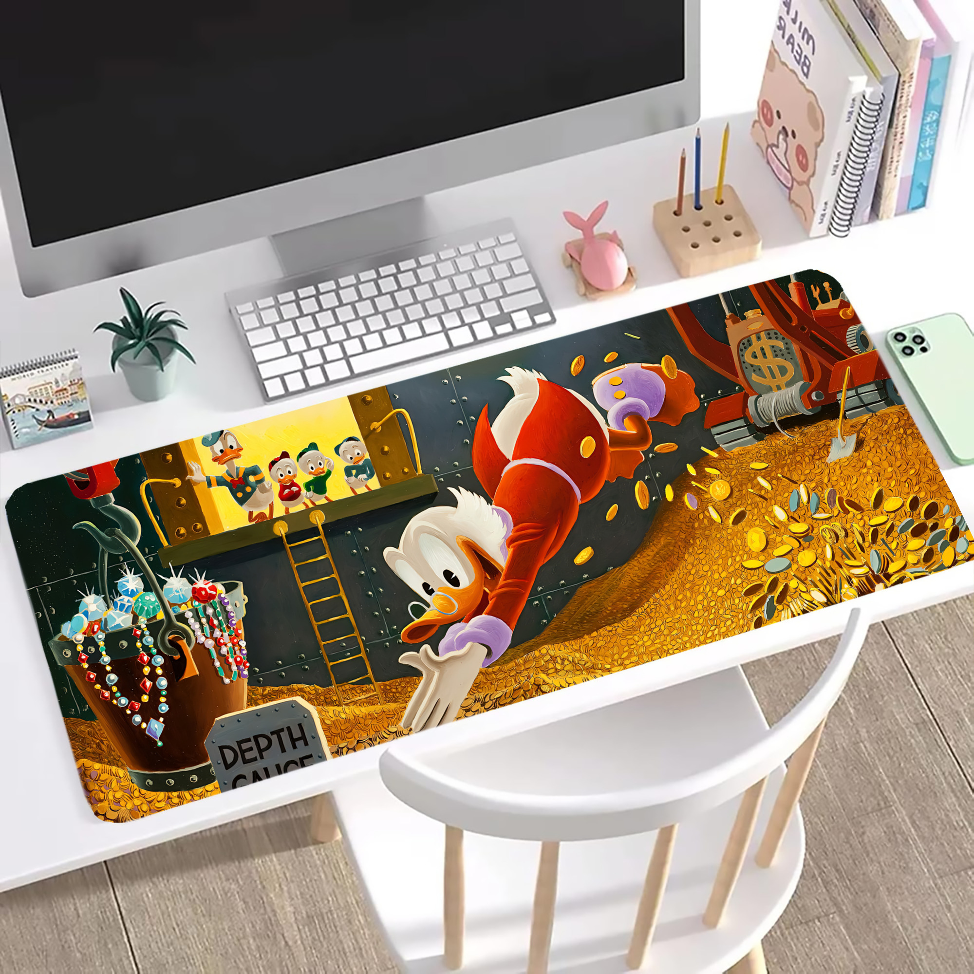 ミッキーマウス Mickey Mouse ステッチ加工 大判デスクマット／滑り止めマウスパッド