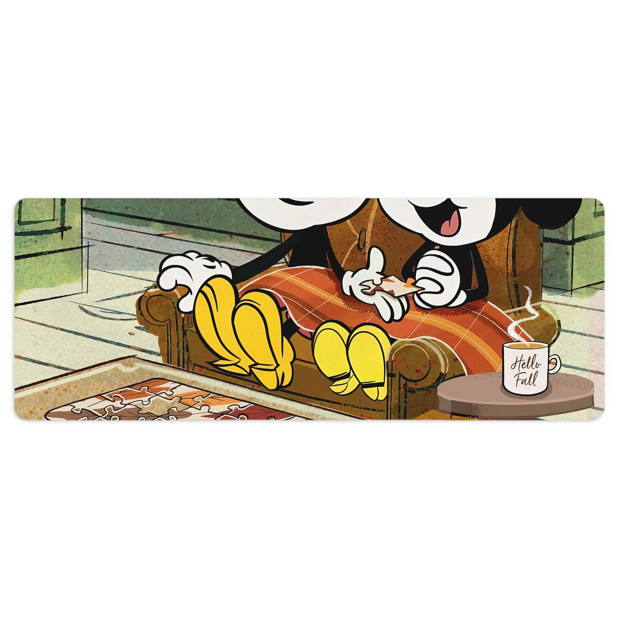 ミッキーマウス Mickey Mouse ステッチ加工 大判デスクマット／滑り止めマウスパッド