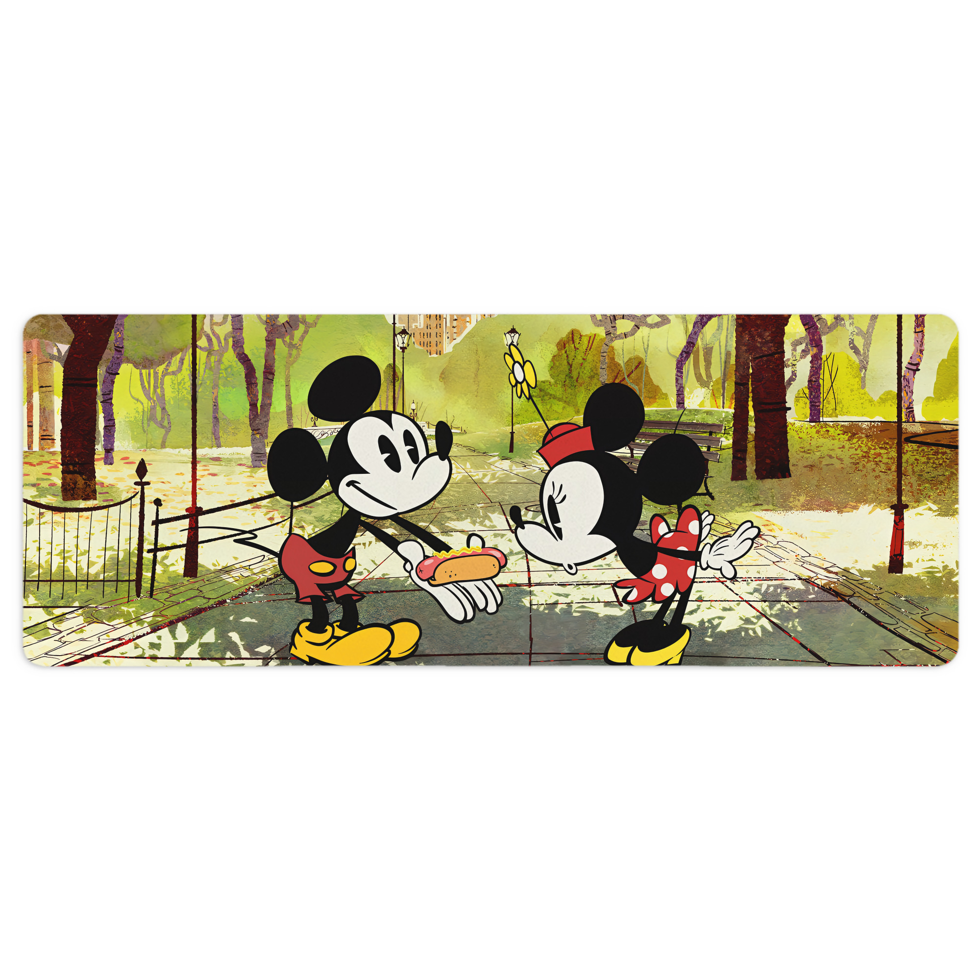 ミッキーマウス Mickey Mouse ステッチ加工 大判デスクマット／滑り止めマウスパッド