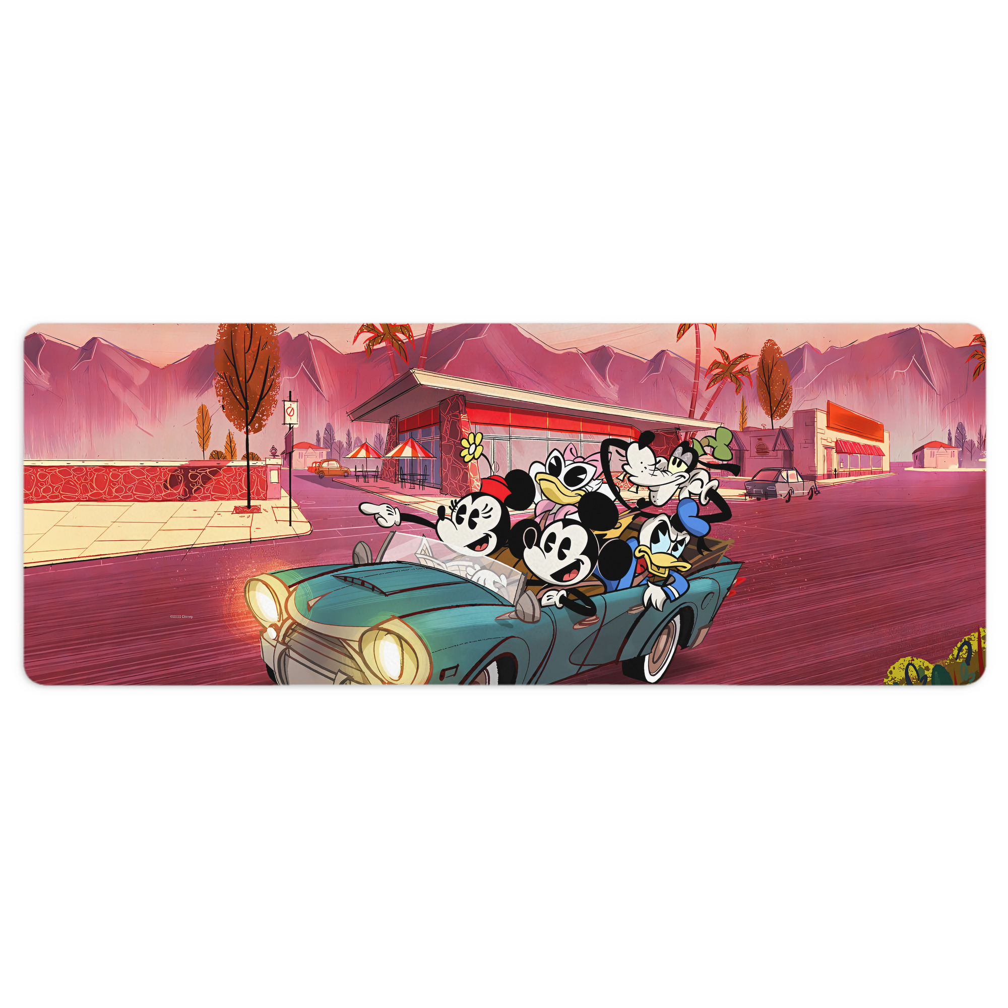 ミッキーマウス Mickey Mouse ステッチ加工 大判デスクマット／滑り止めマウスパッド