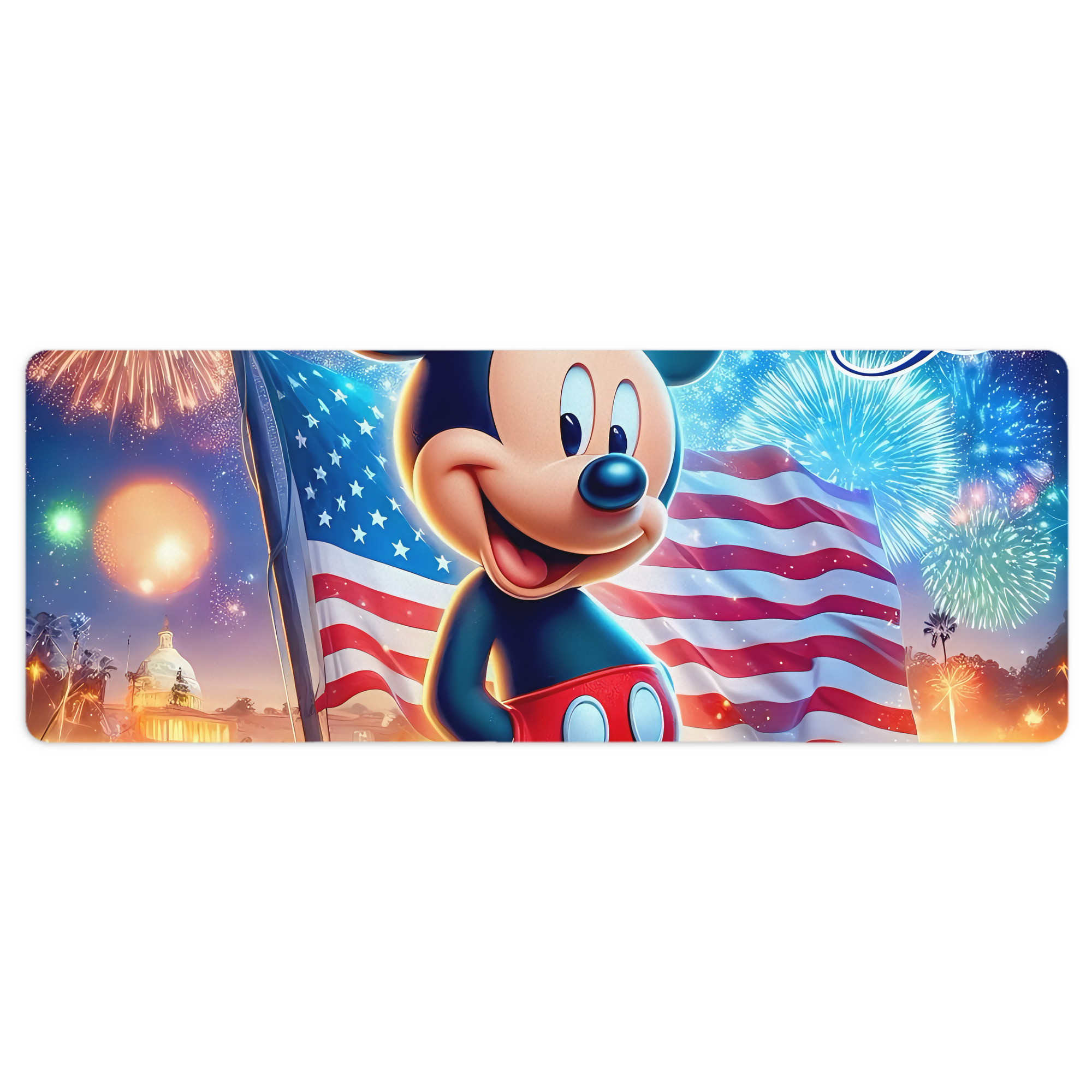 ミッキーマウス Mickey Mouse ステッチ加工 大判デスクマット／滑り止めマウスパッド