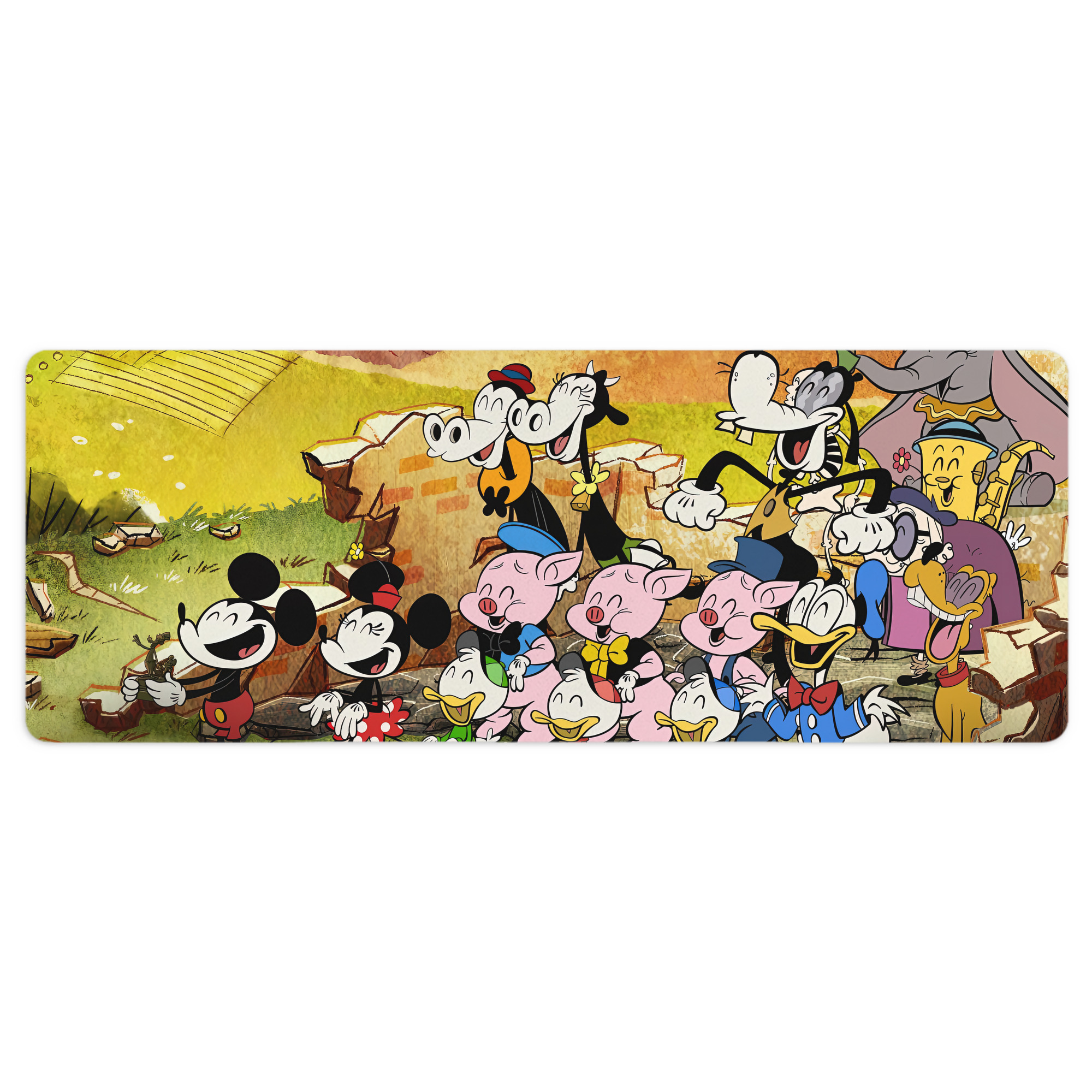 ミッキーマウス Mickey Mouse ステッチ加工 大判デスクマット／滑り止めマウスパッド