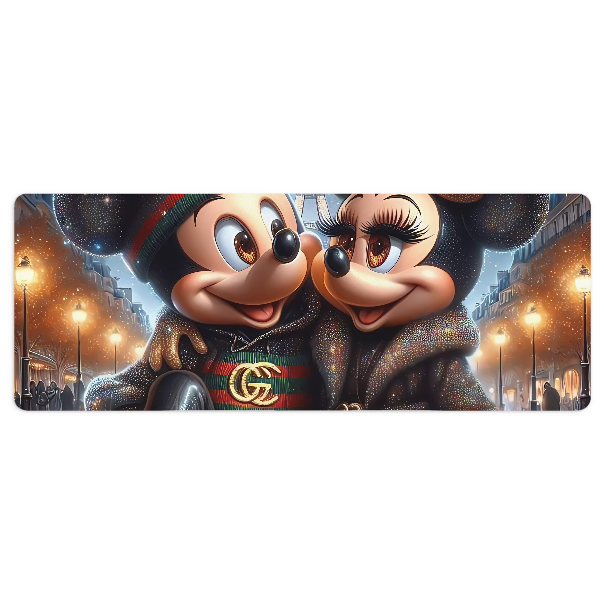ミッキーマウス Mickey Mouse ステッチ加工 大判デスクマット／滑り止めマウスパッド