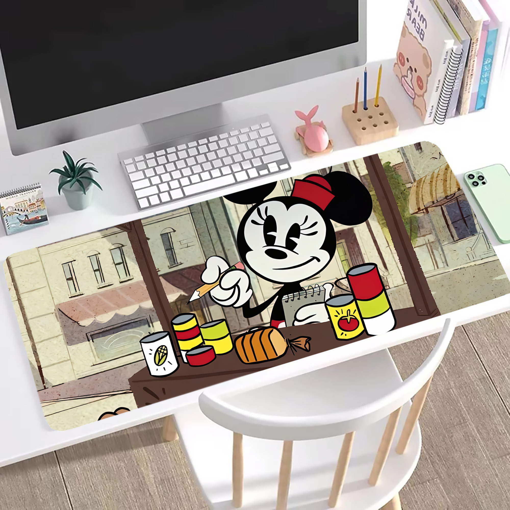 ミッキーマウス Mickey Mouse ステッチ加工 大判デスクマット／滑り止めマウスパッド
