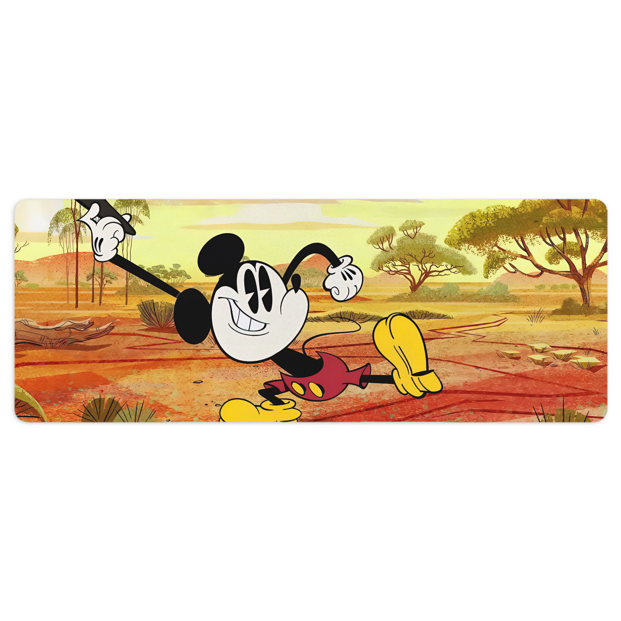ミッキーマウス Mickey Mouse ステッチ加工 大判デスクマット／滑り止めマウスパッド