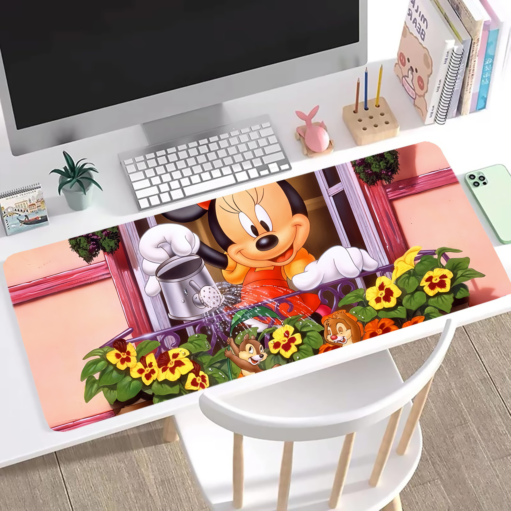 ミッキーマウス Mickey Mouse ステッチ加工 大判デスクマット／滑り止めマウスパッド