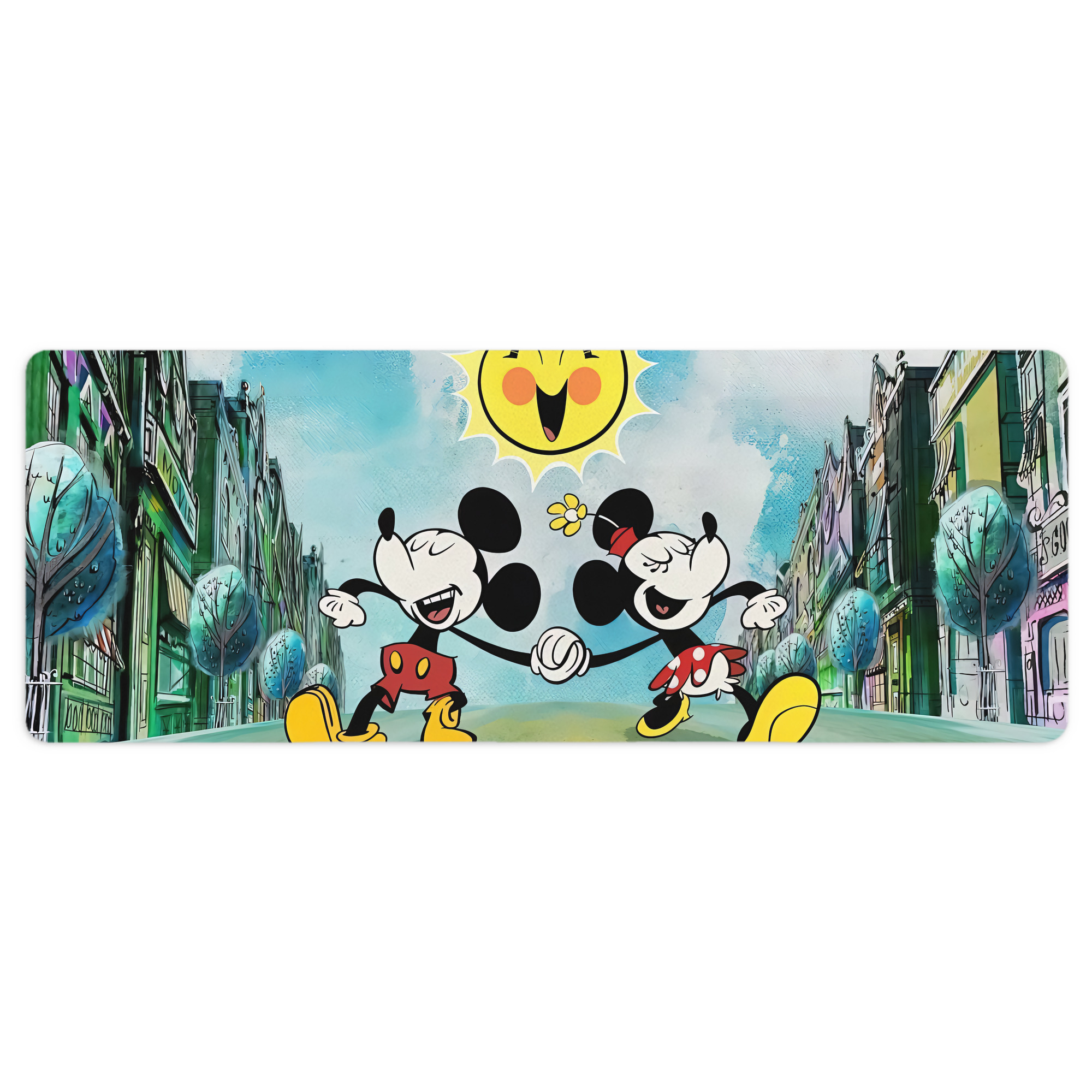 ミッキーマウス Mickey Mouse ステッチ加工 大判デスクマット／滑り止めマウスパッド