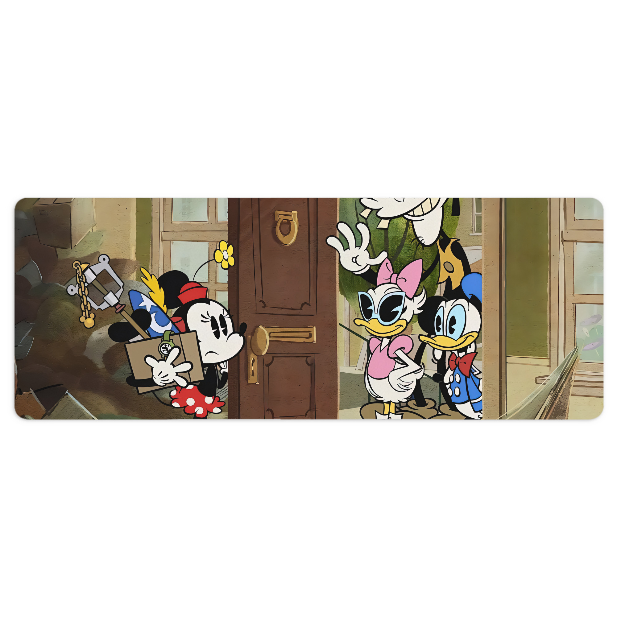 ミッキーマウス Mickey Mouse ステッチ加工 大判デスクマット／滑り止めマウスパッド